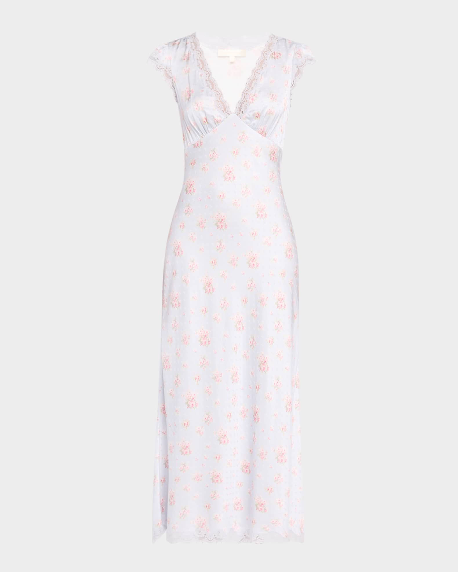 Theodore Floral Satin Midi Dress 0
