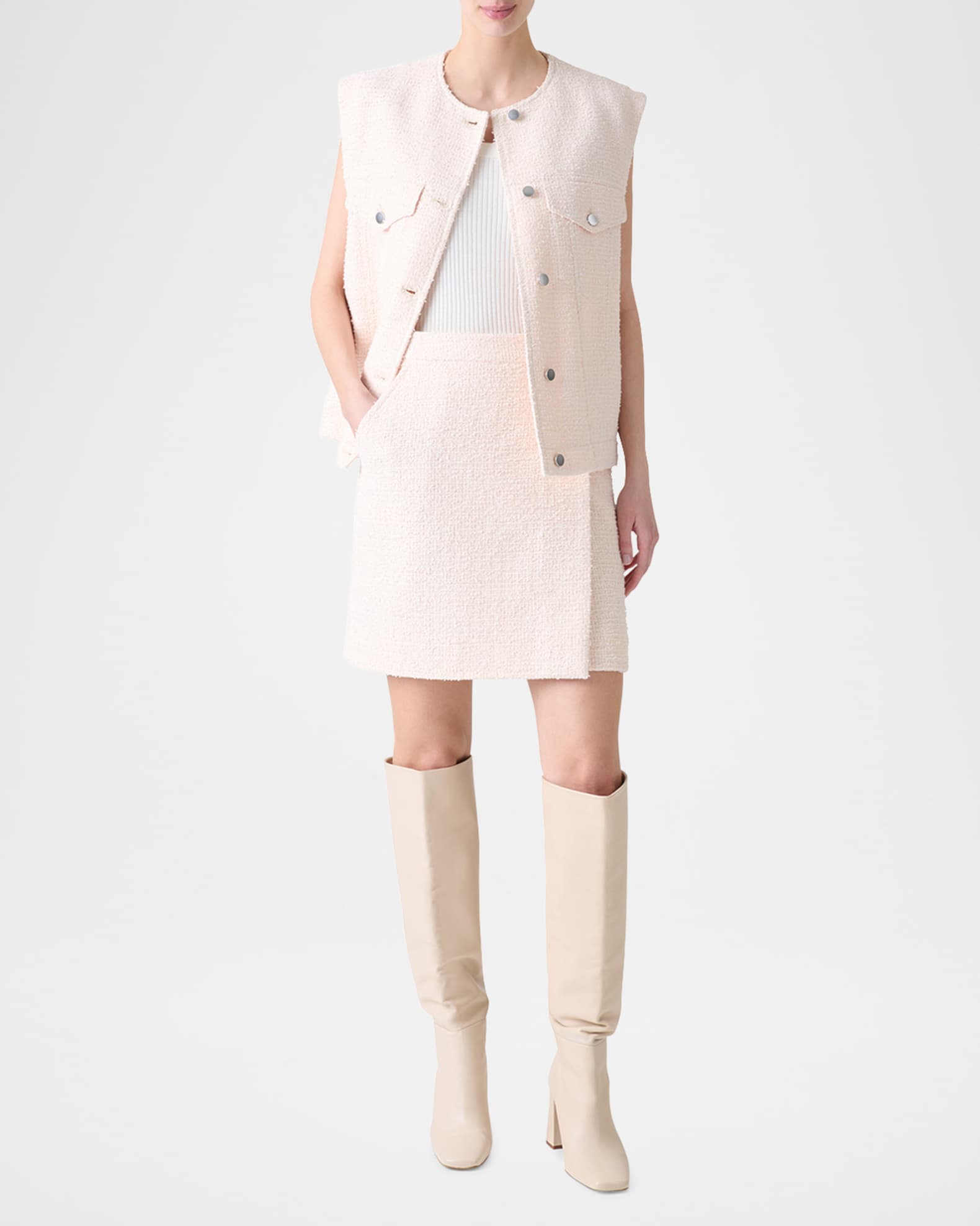 Button-Down Boucle Tweed Gilet 1