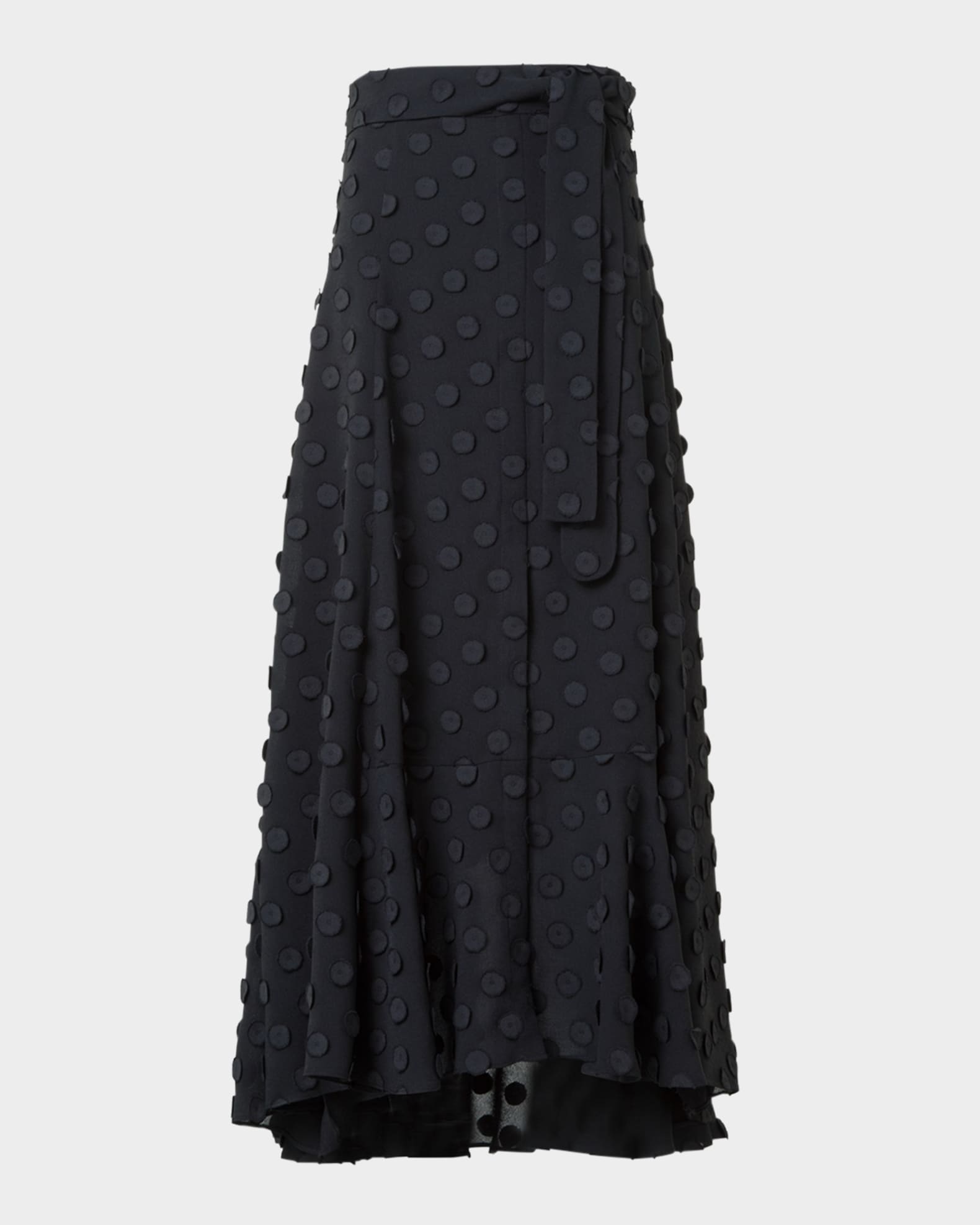 3D Polka-Dot Techno Georgette Belted Midi Boho Skirt 0