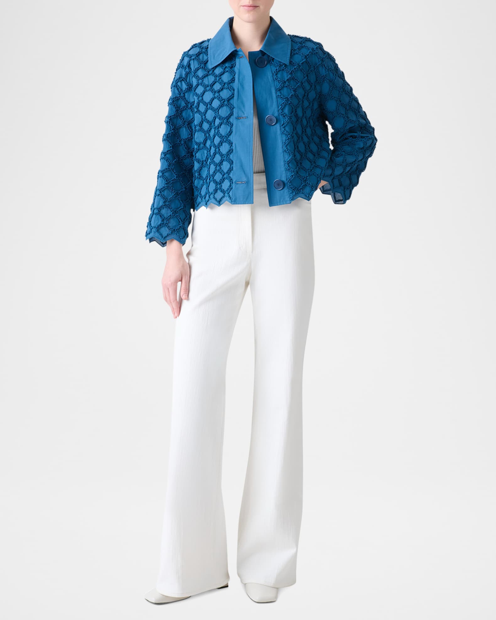 Diamond Plush Embroidered Cotton Batiste Shirt Jacket 1