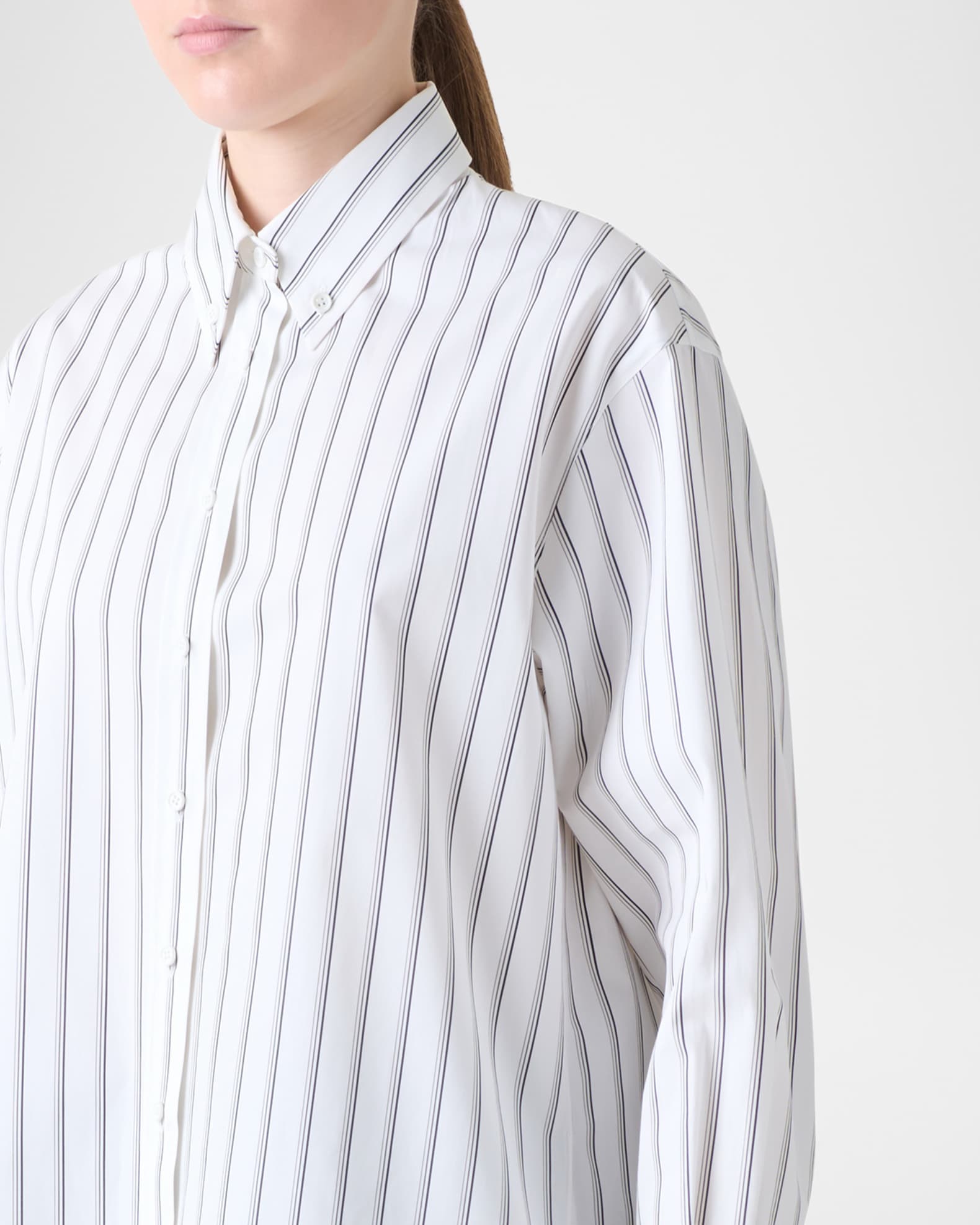 Akris punto Striped Cotton Poplin Button-Down Shirt | Neiman Marcus