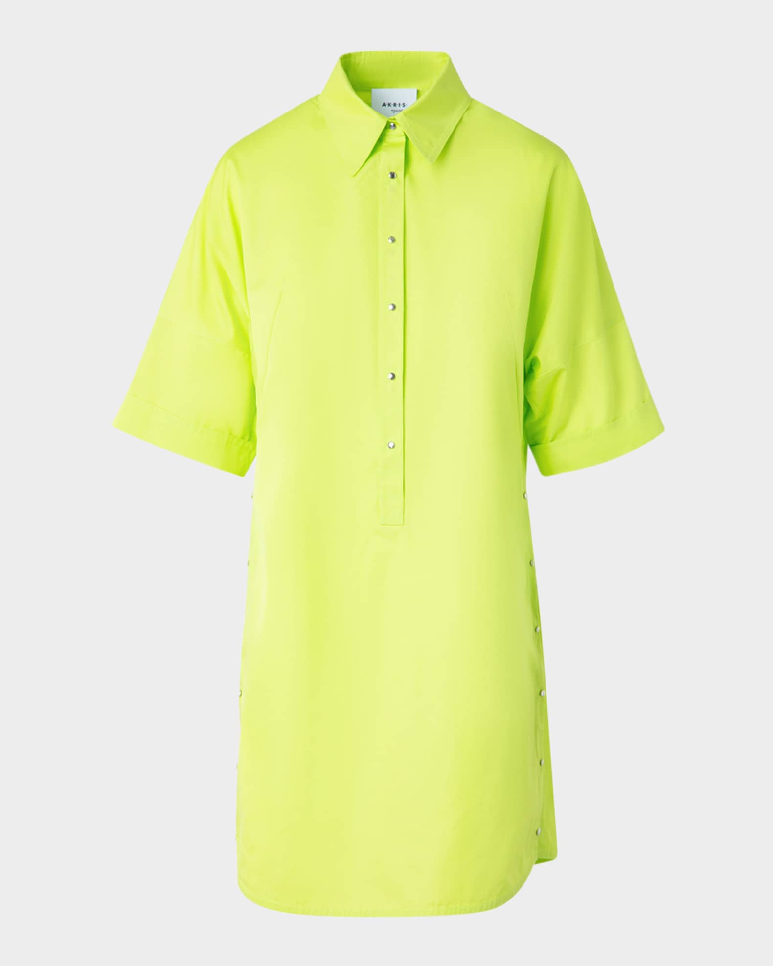Snap-Slits Short-Sleeve Mini Shirtdress 0