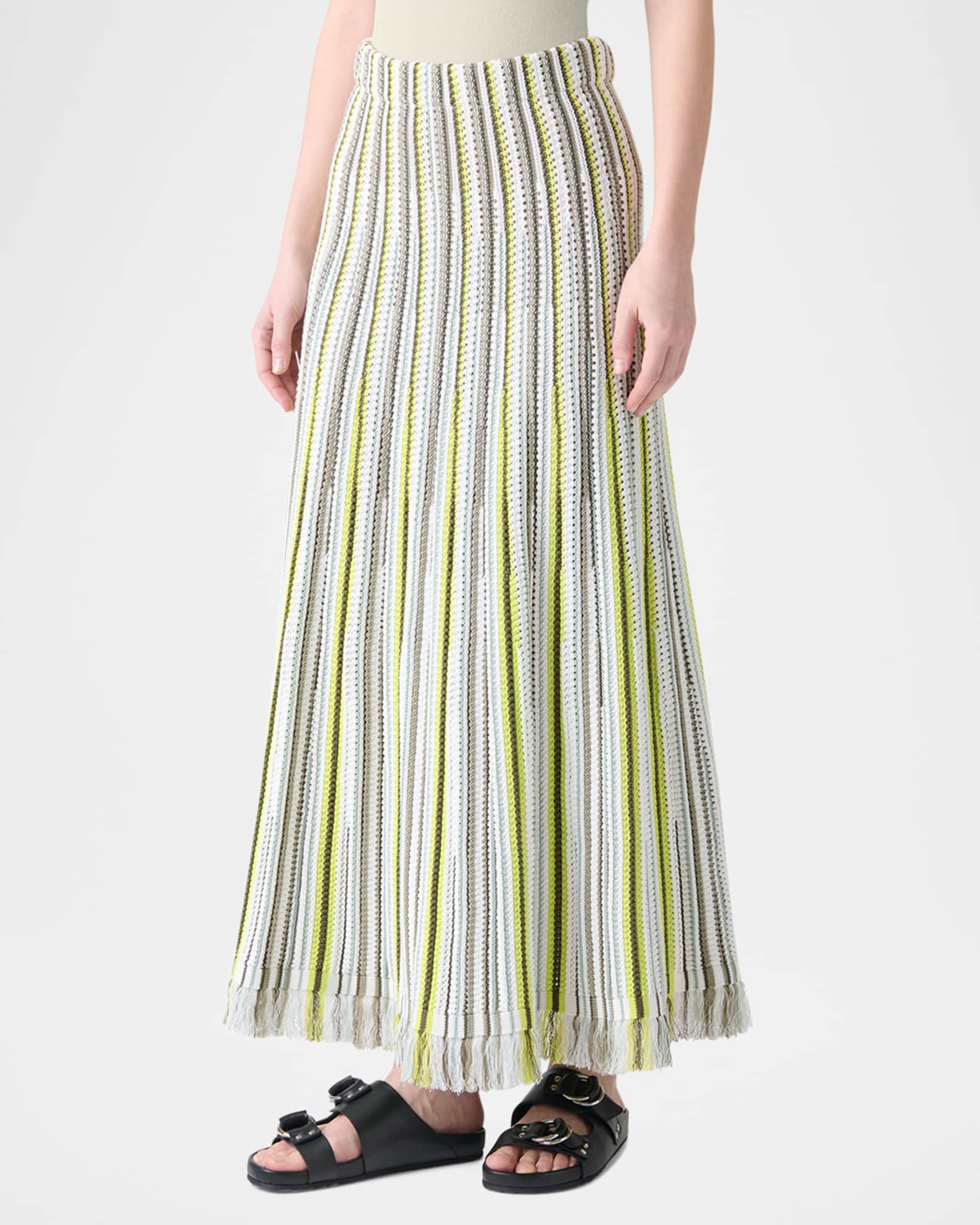 Flared Crochet Knit Fringe Hem Skirt 1