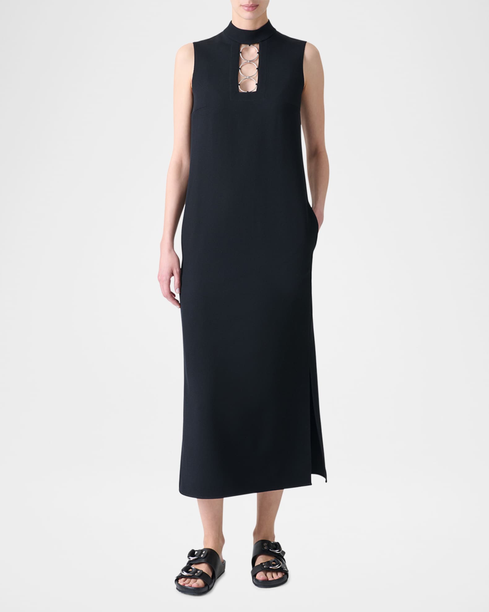 Cutout Ring Hardware Wool Dress 1