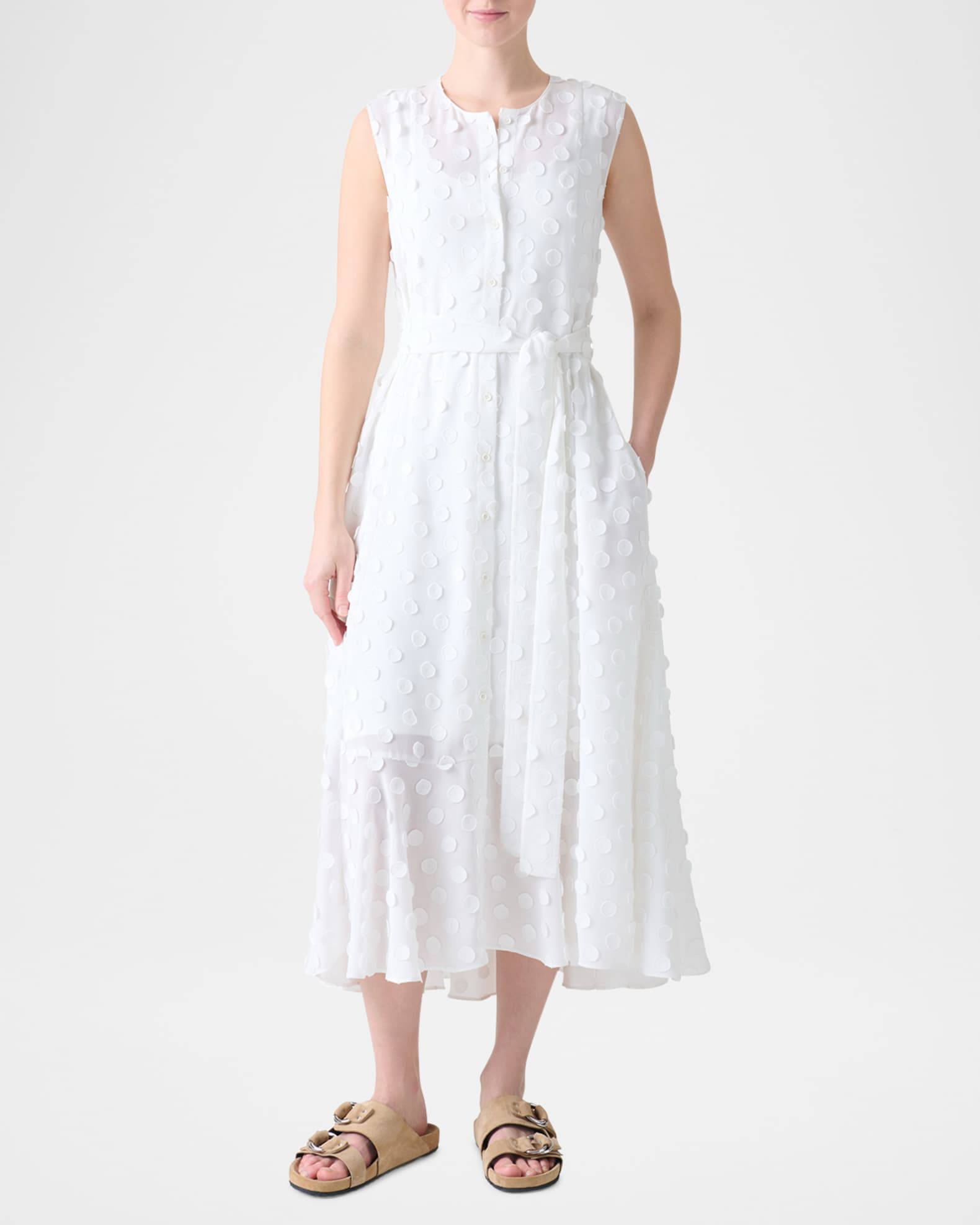 Dot Applique Techno Georgette Midi Dress 1