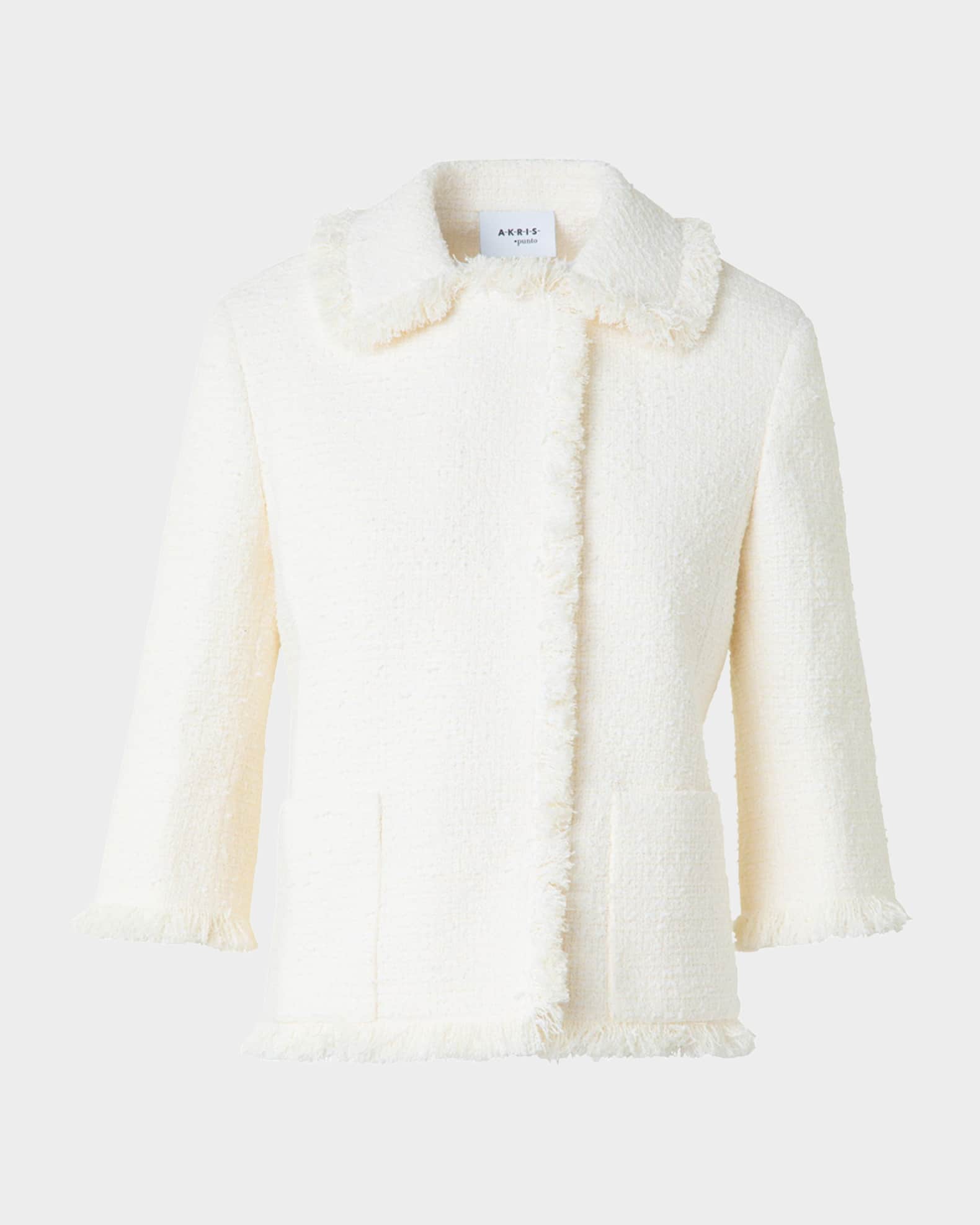 Bracelet-Sleeve Fringed Boucle Tweed Jacket  0