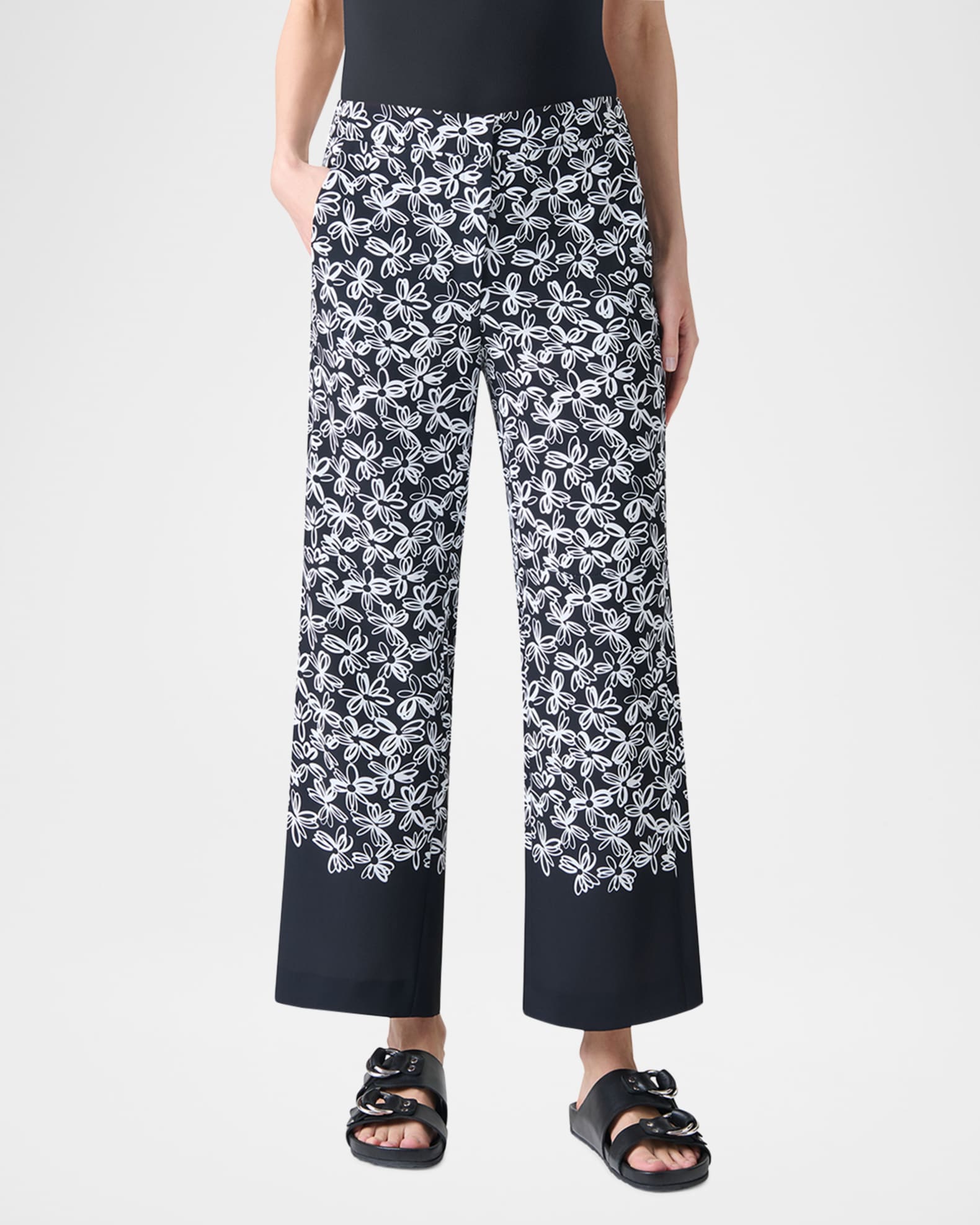 Marla Cropped Floral-Print Techno Crepe Pants 1