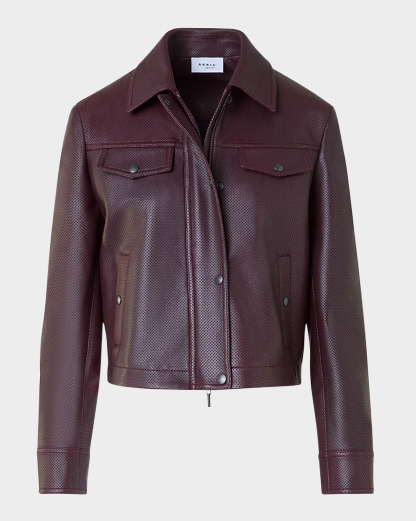 ★お求めやすく価格改定★ Akris punto Marcus Neiman | Jacket Leather Perforated Zip-Front ジャケット・アウター