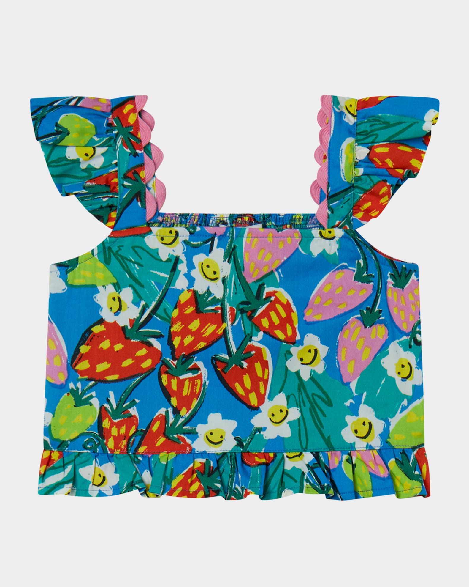 Girl's Smocked Strawberry and Floral-Print Top, Size 4-10 0