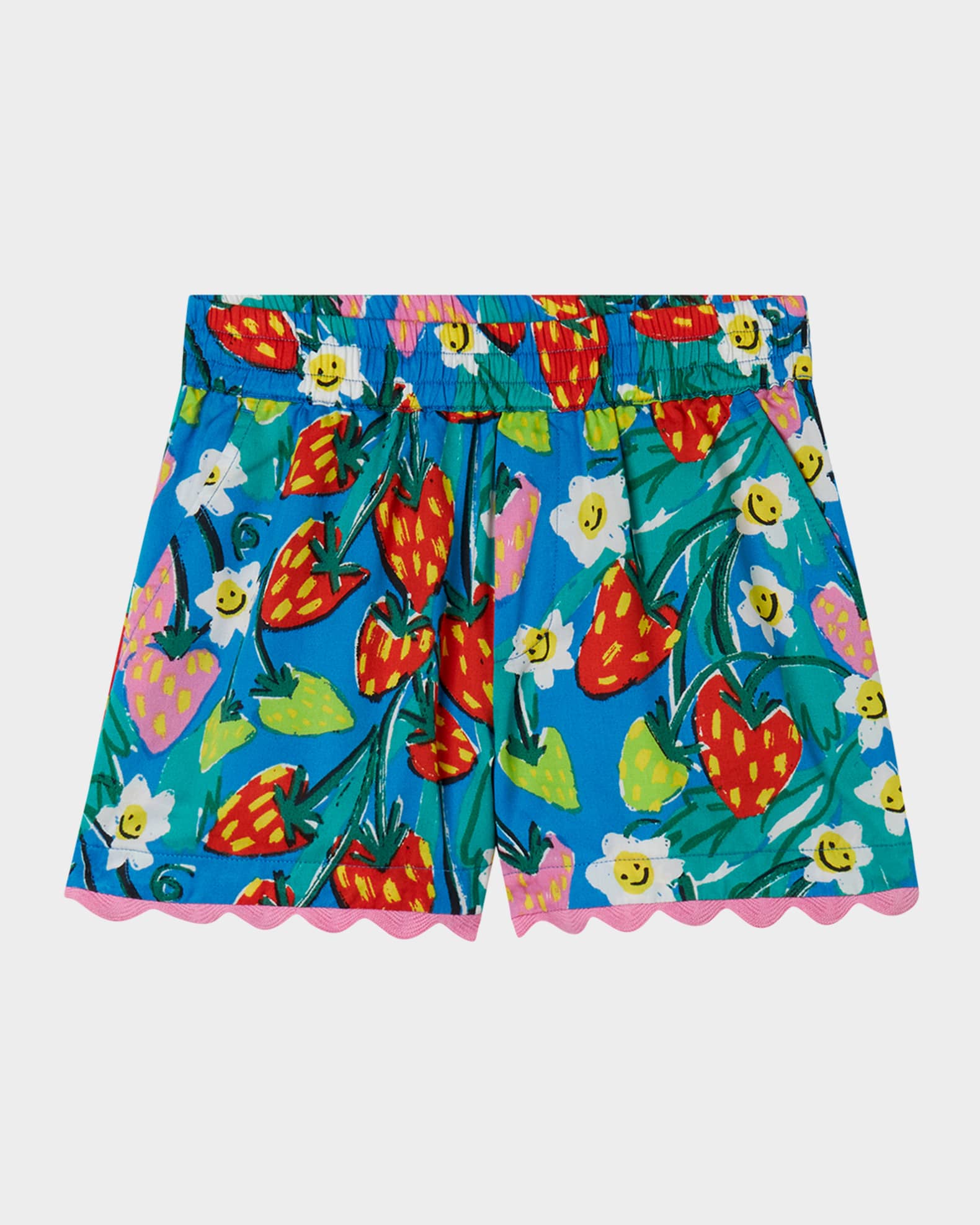 Girl's Ric Rac Strawberry and Floral-Print Shorts, Size 4-10 0