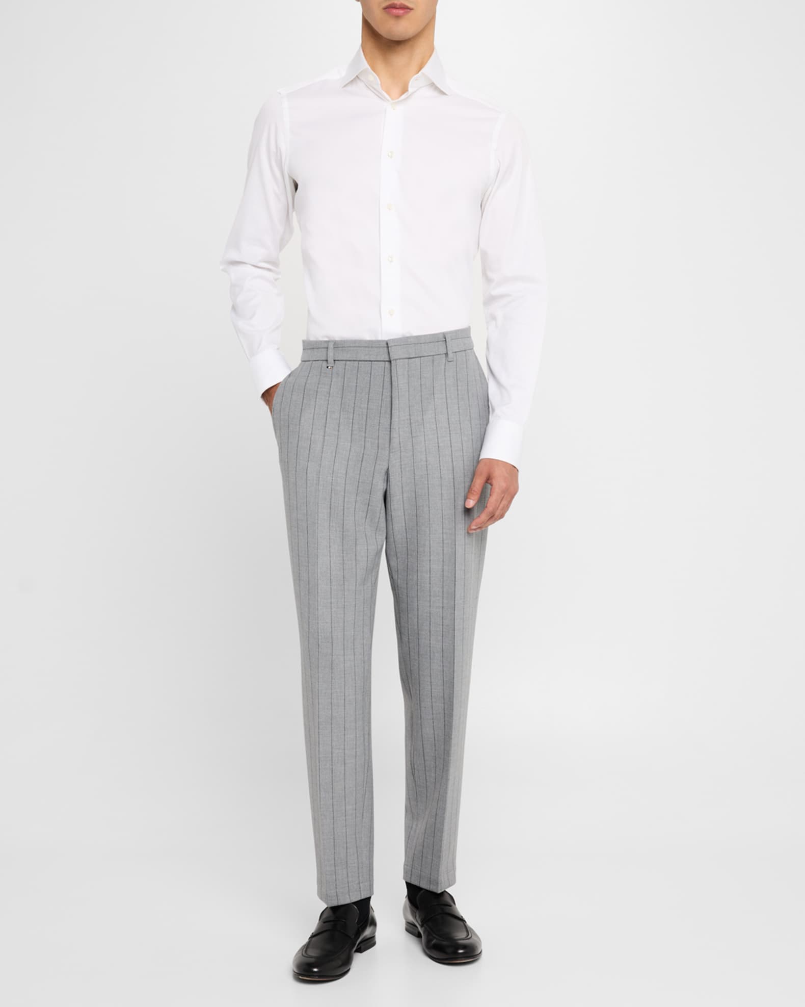 Men's Perin Stripe Flat-Front Trousers 1