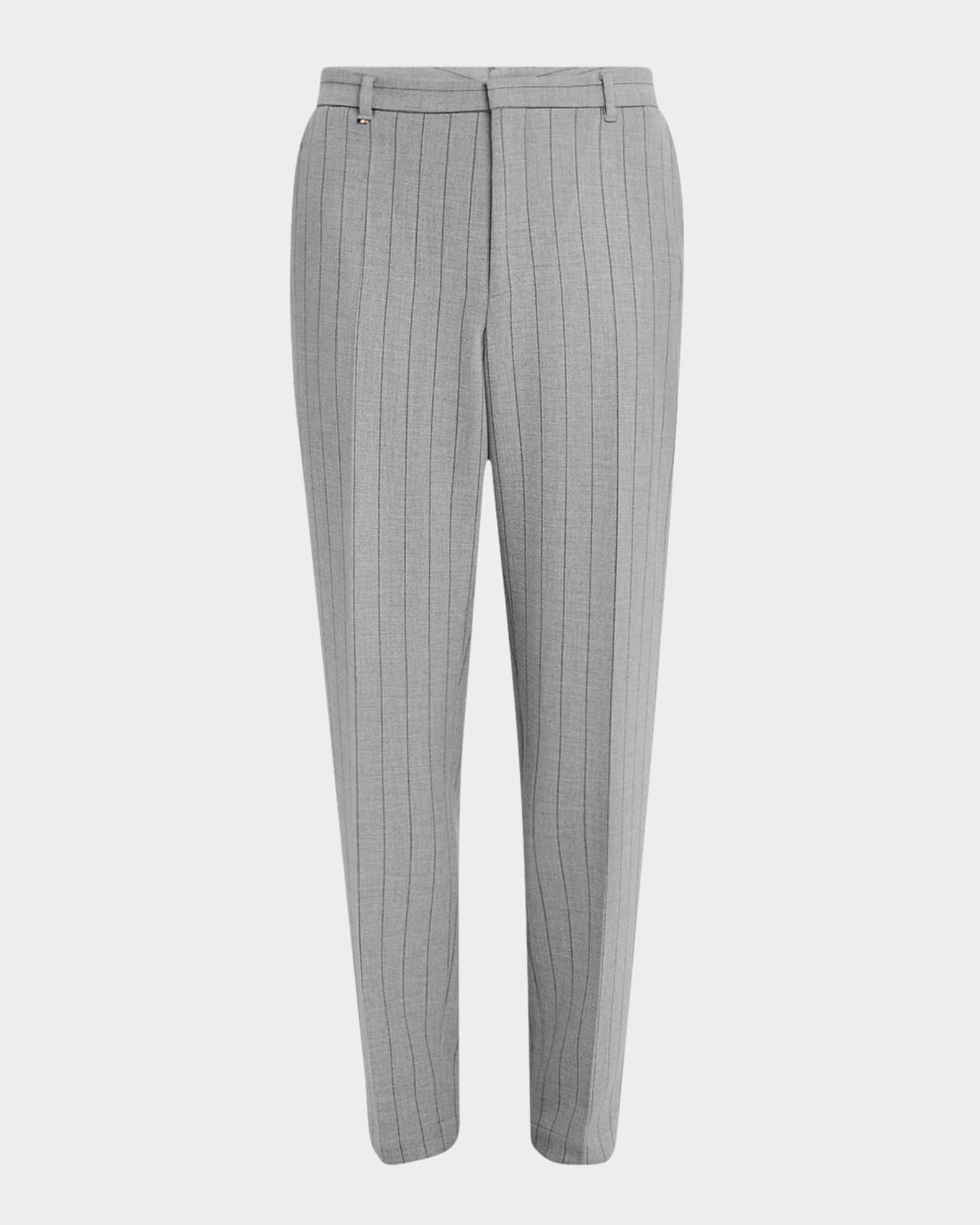 Men's Perin Stripe Flat-Front Trousers 0