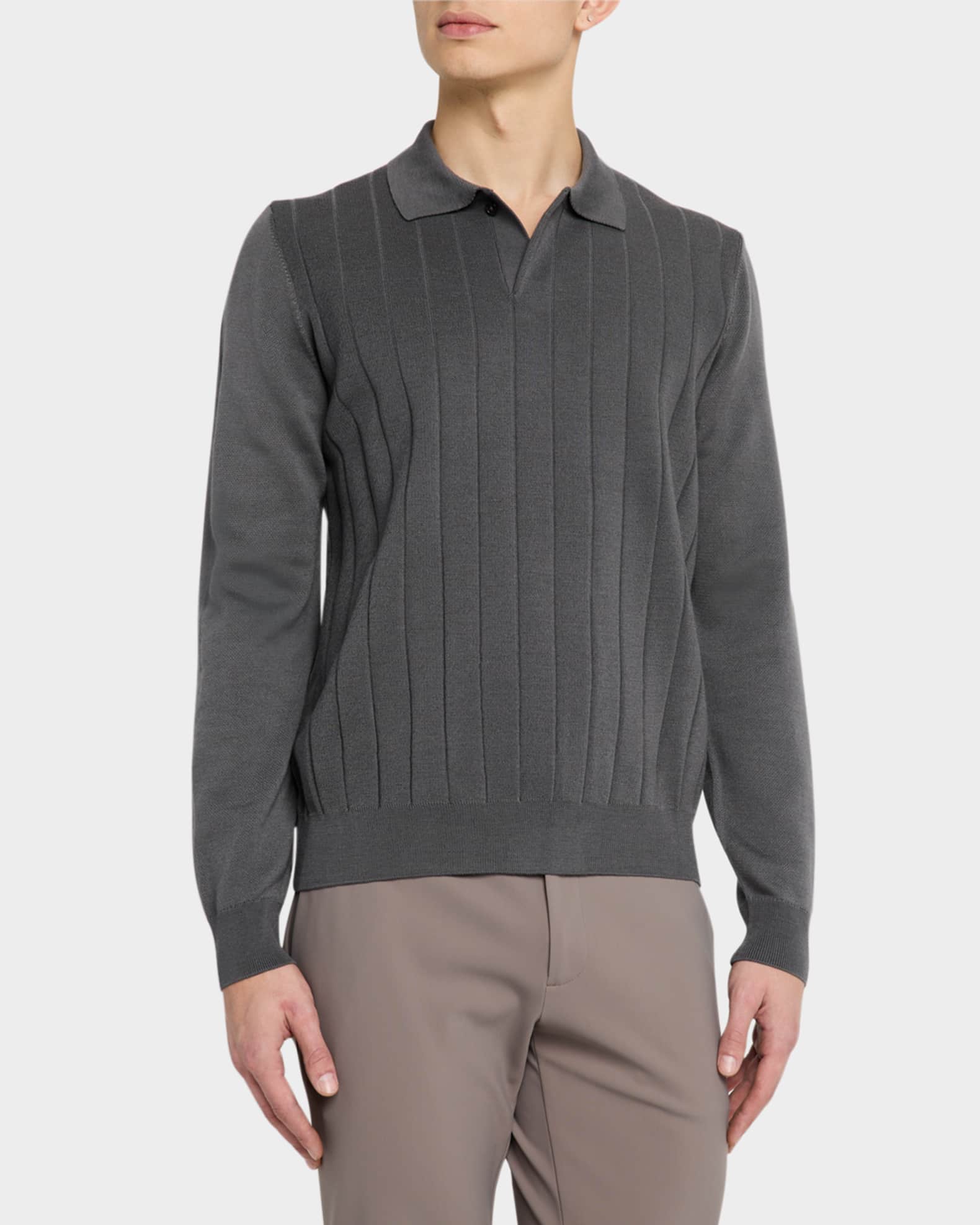★WIDE ANGLE★ TO Borderline Polo Sweater MBlack WMP25K31Z1 BOSS Men's Beduardo Wide Rib Polo Sweater | Neiman Marcus