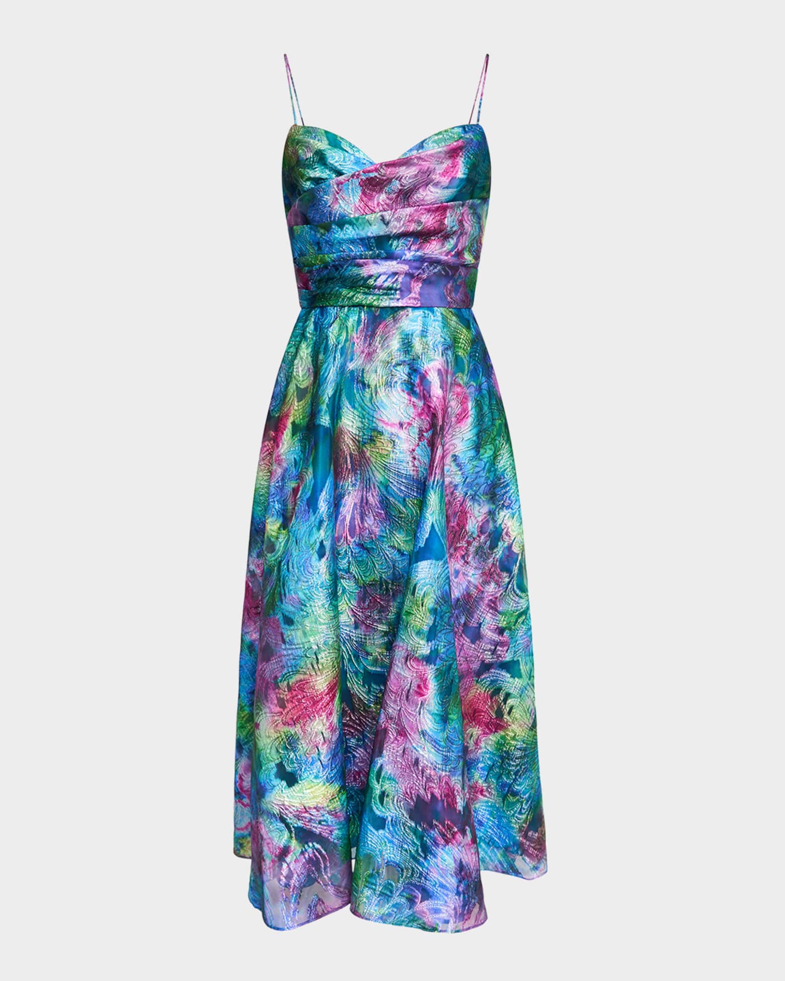 Allegra Metallic Fil Coupe Midi Dress 0