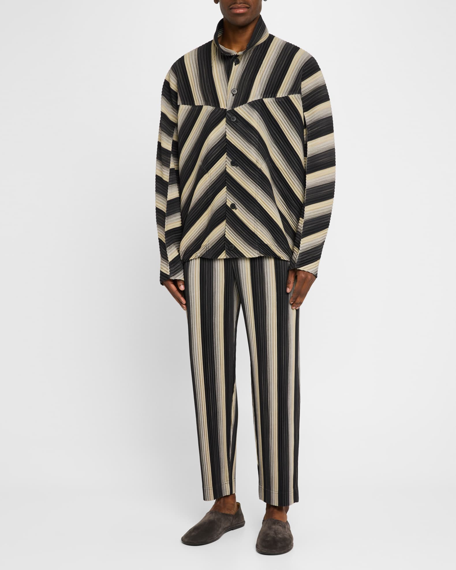 Men's Pleated Stripe Pants 1