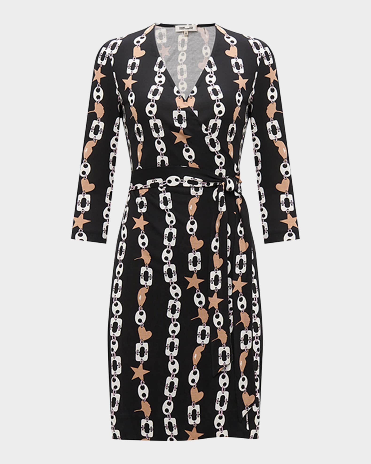 Julian Chain-Print Mini Wrap Dress 0