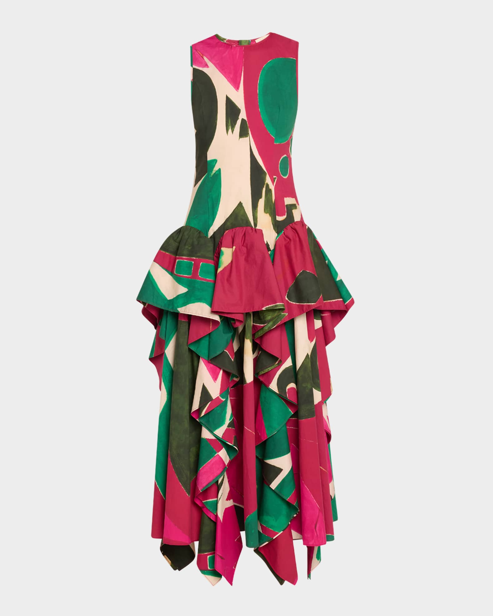 UJ x Lee Krasner Mural Sleeveless Ruffle Dress 0