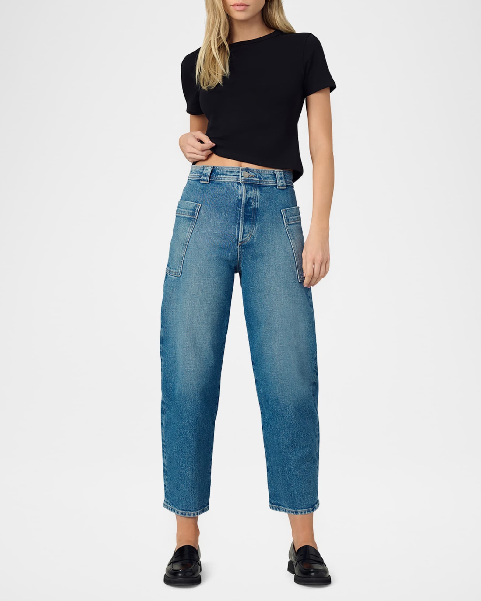 The Phoebe Patch Pocket Barrel-Leg Jeans 1