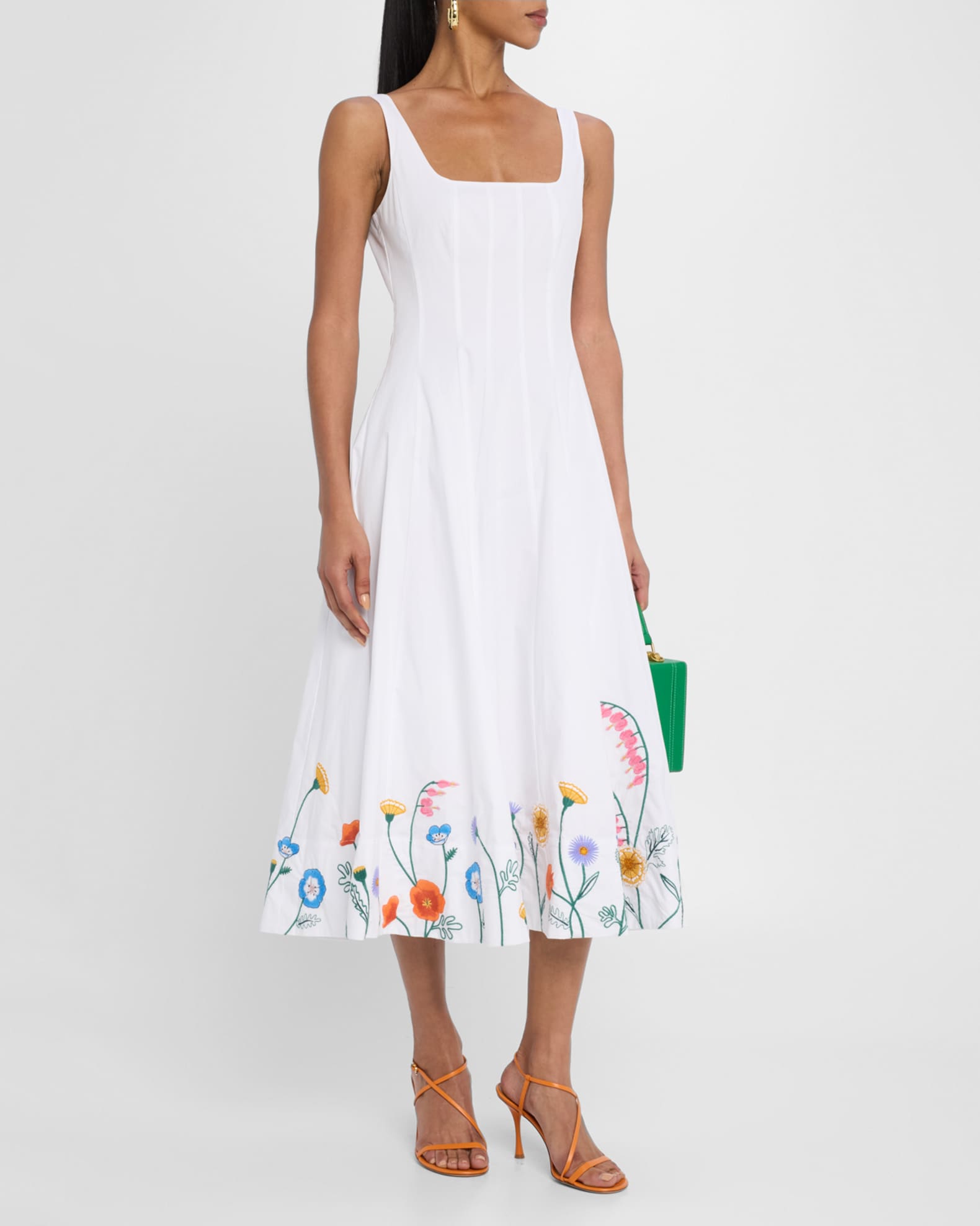 【Staud】 Wellsフローラルコットンミディドレス Staud Wells Floral Cotton Midi-Dress | Saks Fifth Avenue