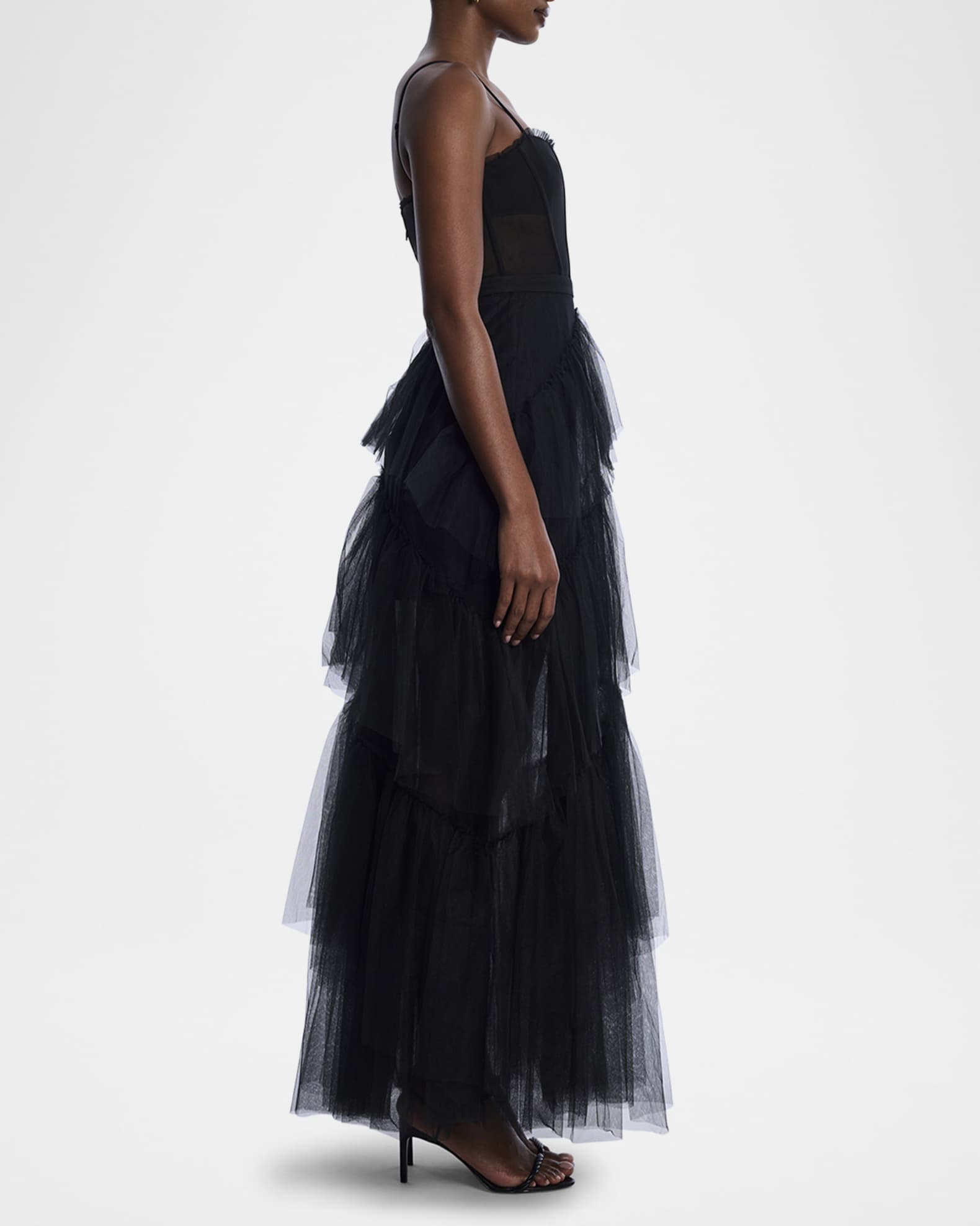 BCBGMAXAZRIA Oly Ruffle Tiered Corset Gown | Neiman Marcus
