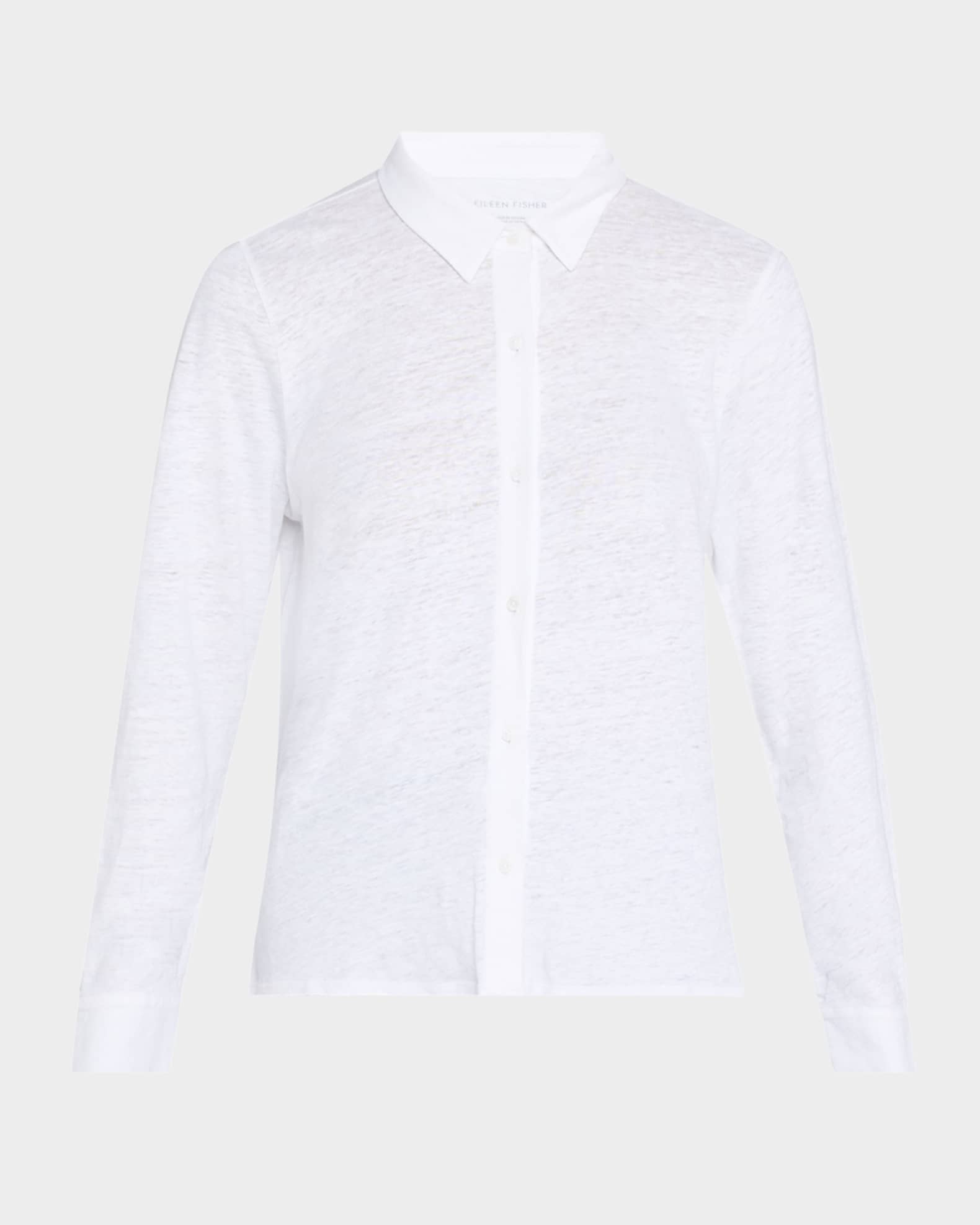 Button-Down Organic Linen Jersey Shirt 0