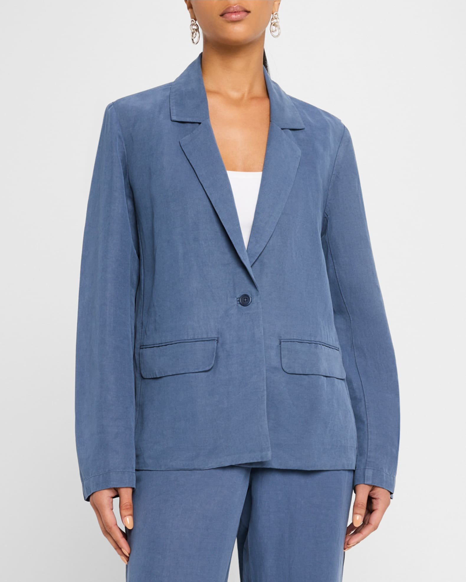Eileen Fisher Single-Button Twill Blazer | Neiman Marcus Eileen Fisher Single-Button Twill Blazer | Neiman Marcus