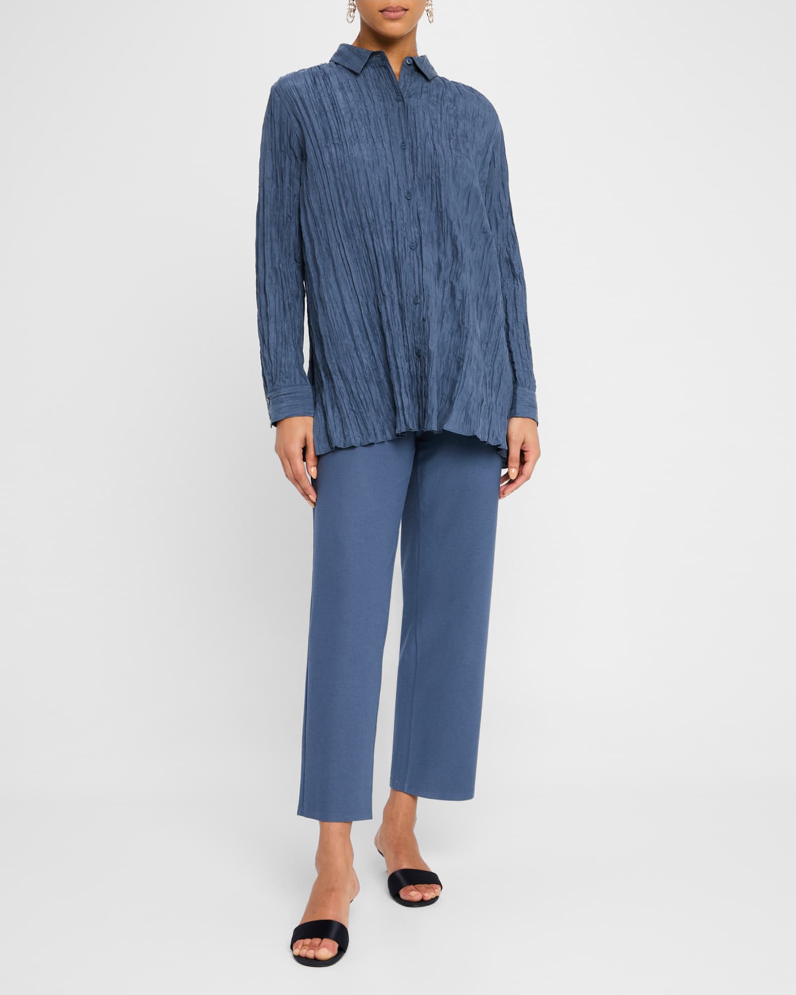 Petite Straight-Leg Washable Crepe Crop Pants 1