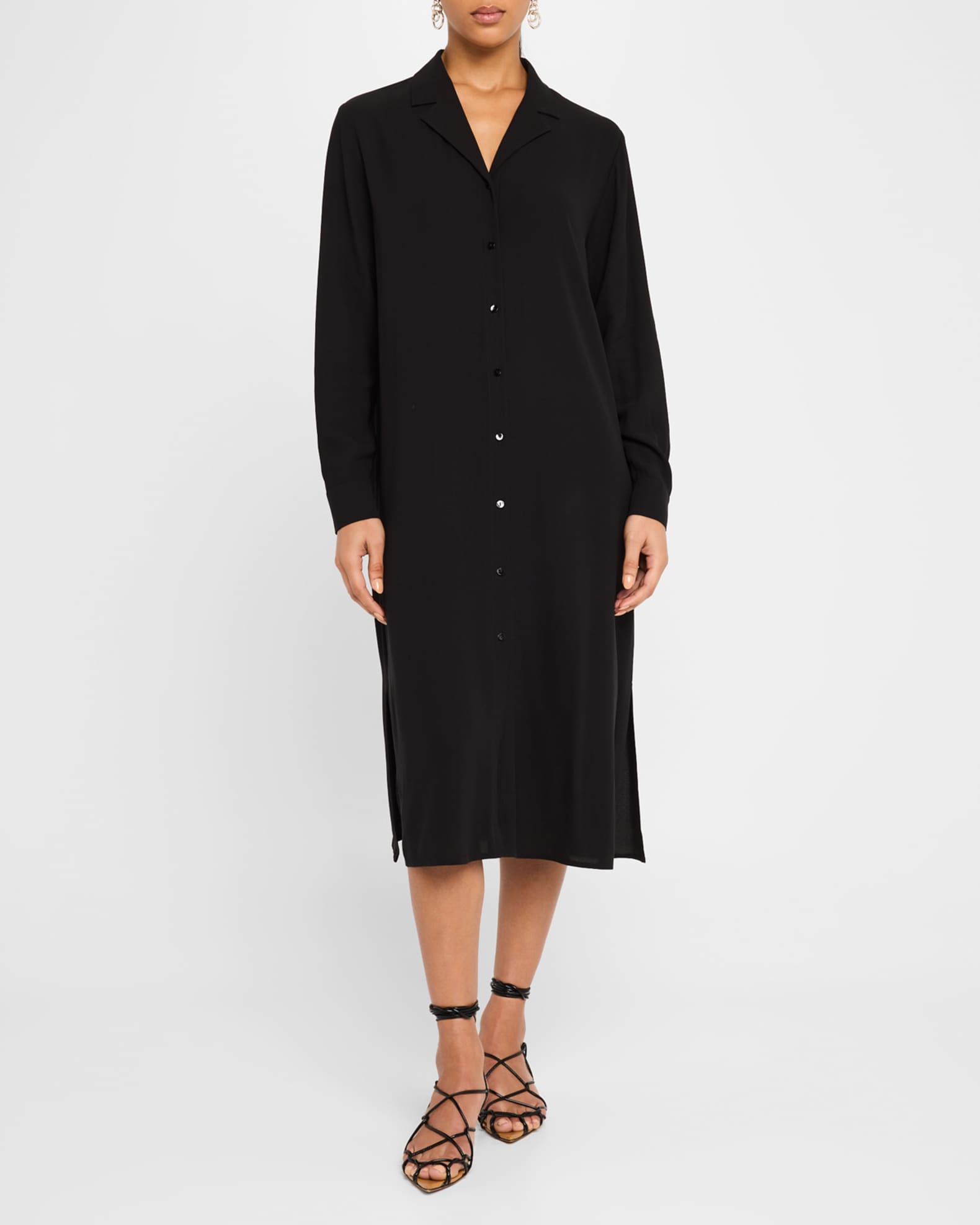 Silk Georgette Crepe Midi Shirtdress 1