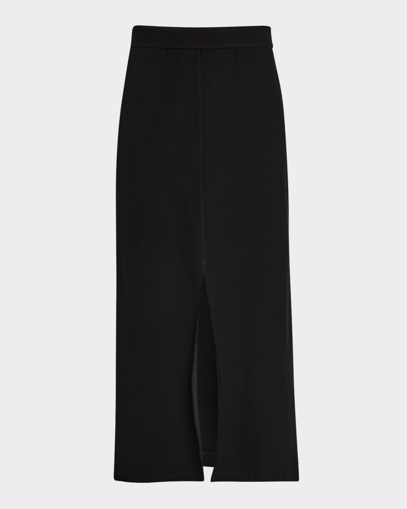 Front-Slit Washable Stretch Crepe Midi Skirt 0