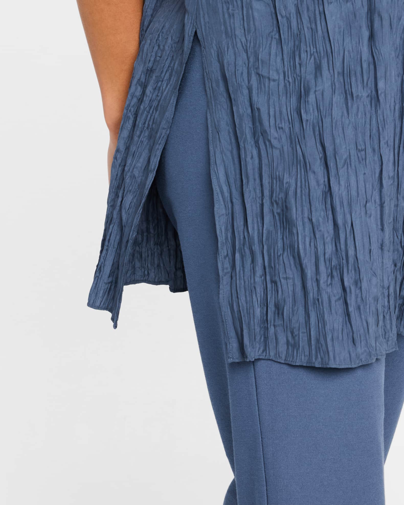 Bateau-Neck Crinkled Silk Habotai Tunic