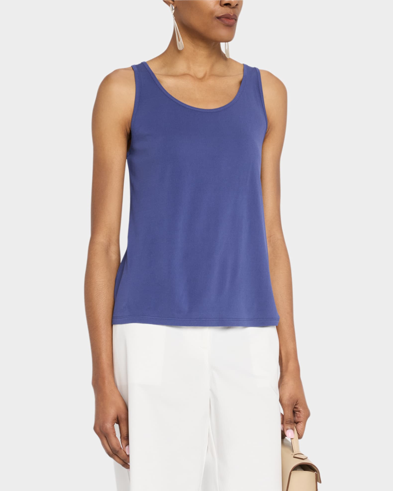 Eileen Fisher Scoop-Neck Stretch Silk Jersey Tank | Neiman Marcus