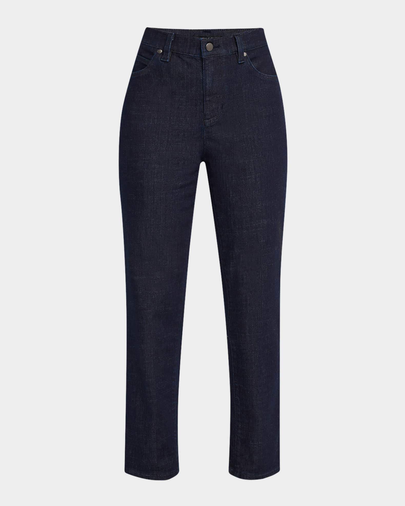 Cropped Straight-Leg Stretch Denim Pants 0