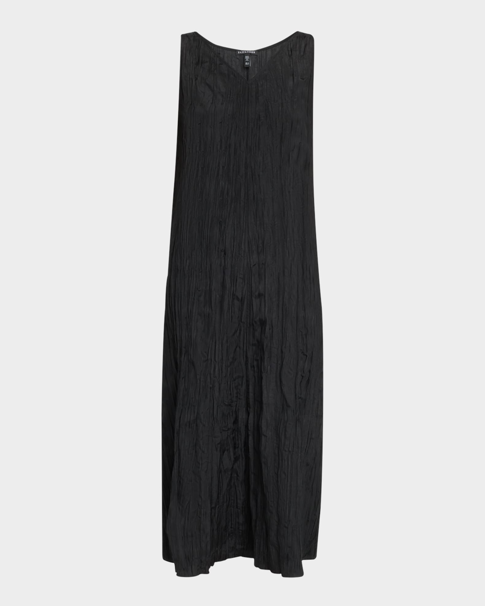 Sleeveless Crinkled Silk Midi Dress 0