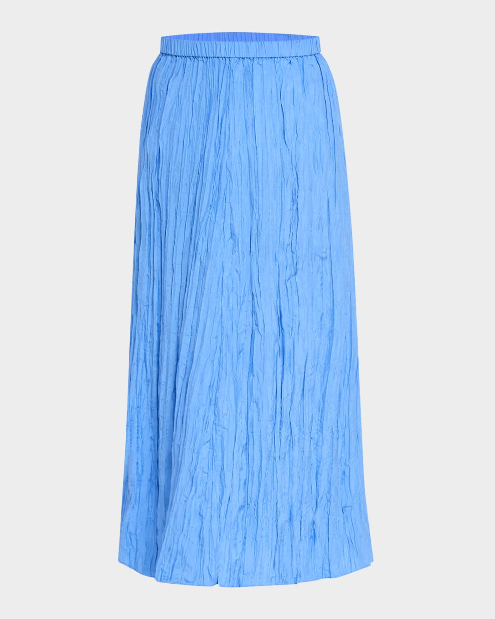 A-Line Crinkled Silk Maxi Skirt 0