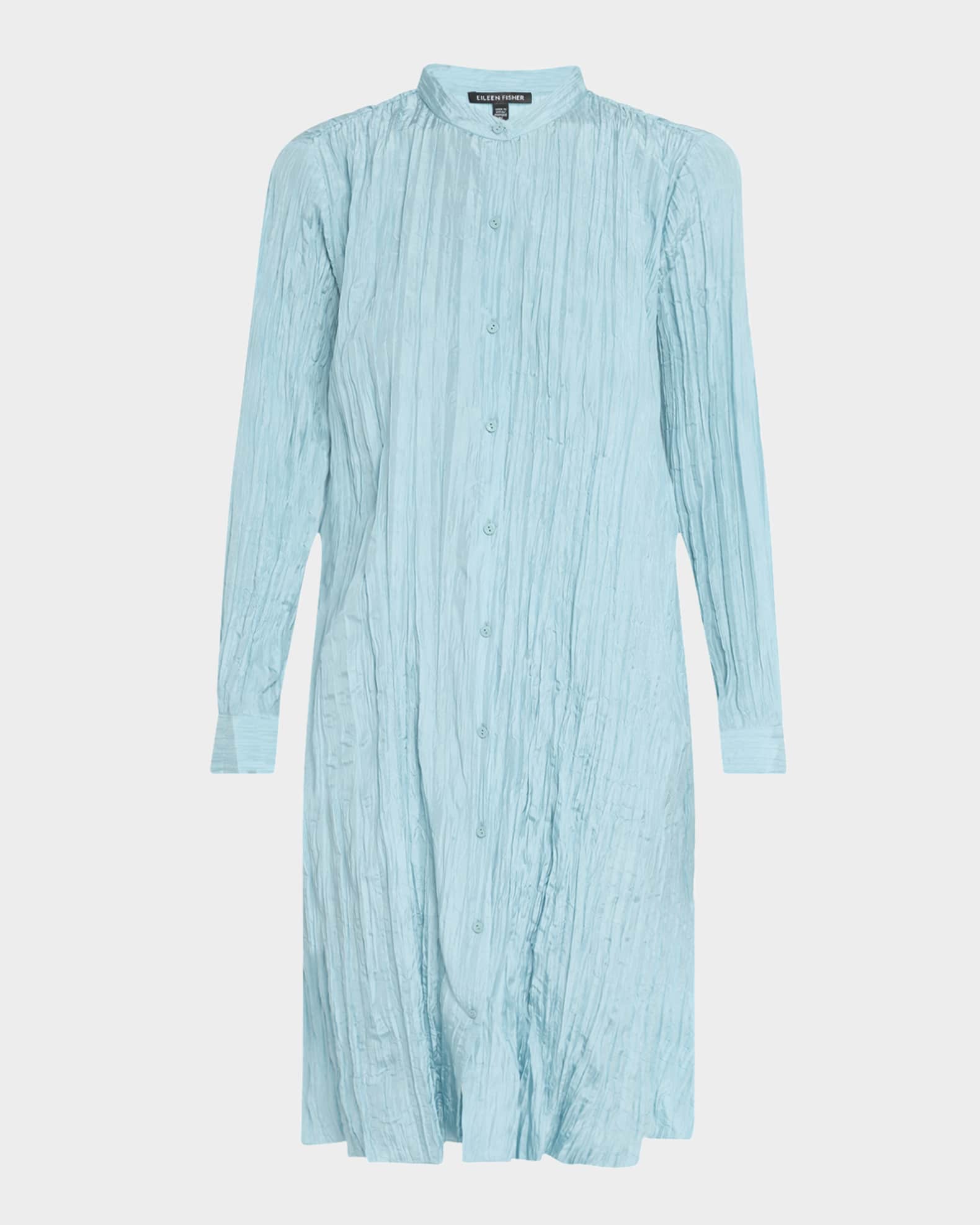Crinkled Silk Midi Shirtdress 0