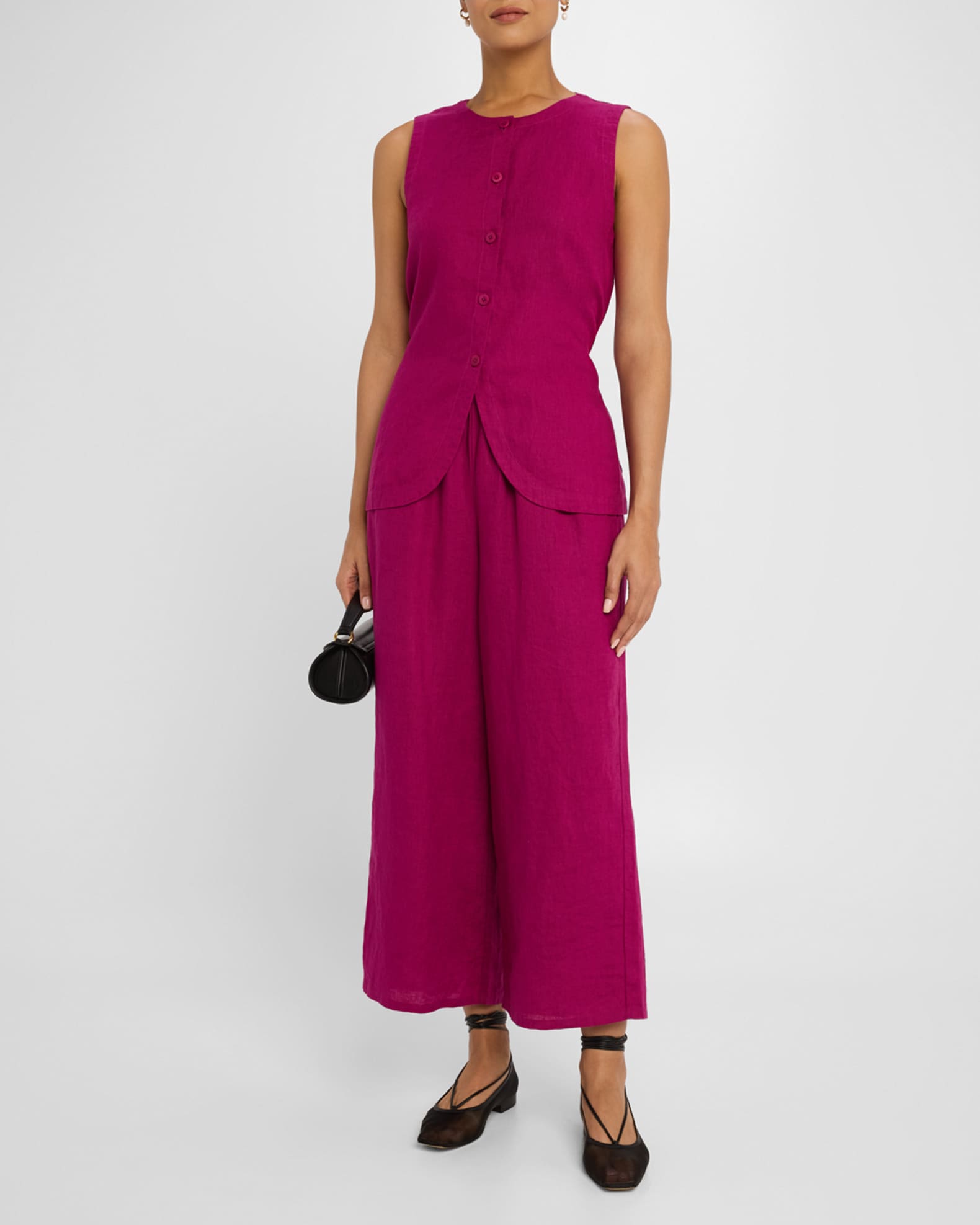 Button-Down Organic Linen Vest 1