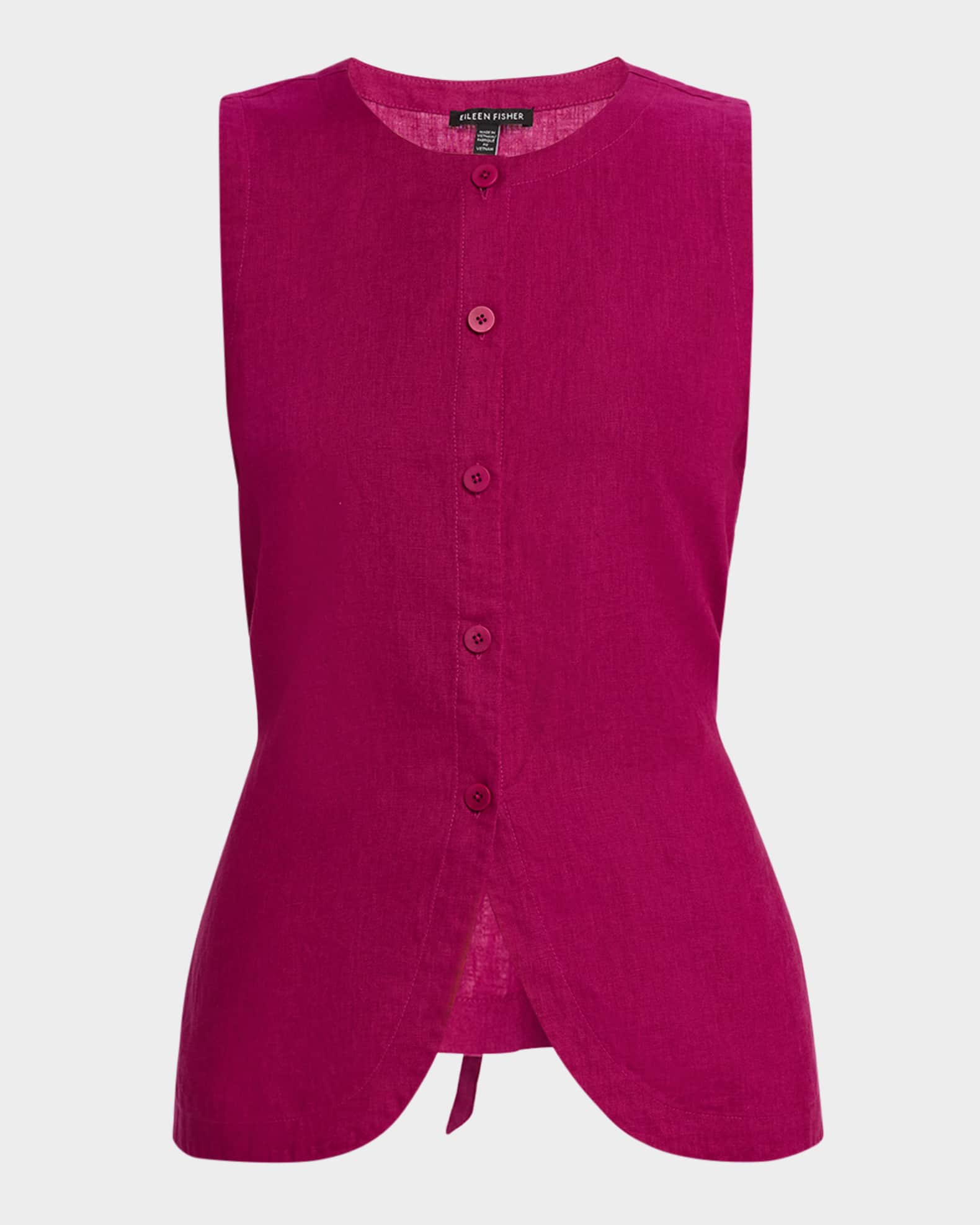 Button-Down Organic Linen Vest 0