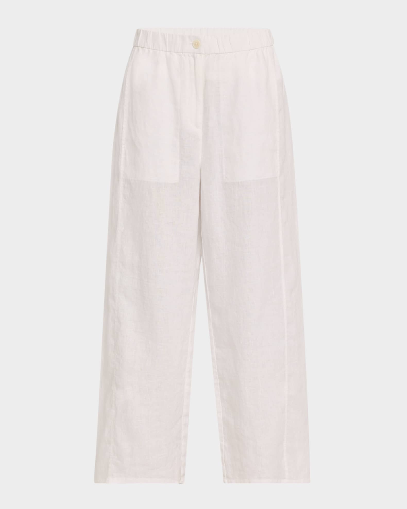 Wide-Leg Organic Linen Ankle Pants 0