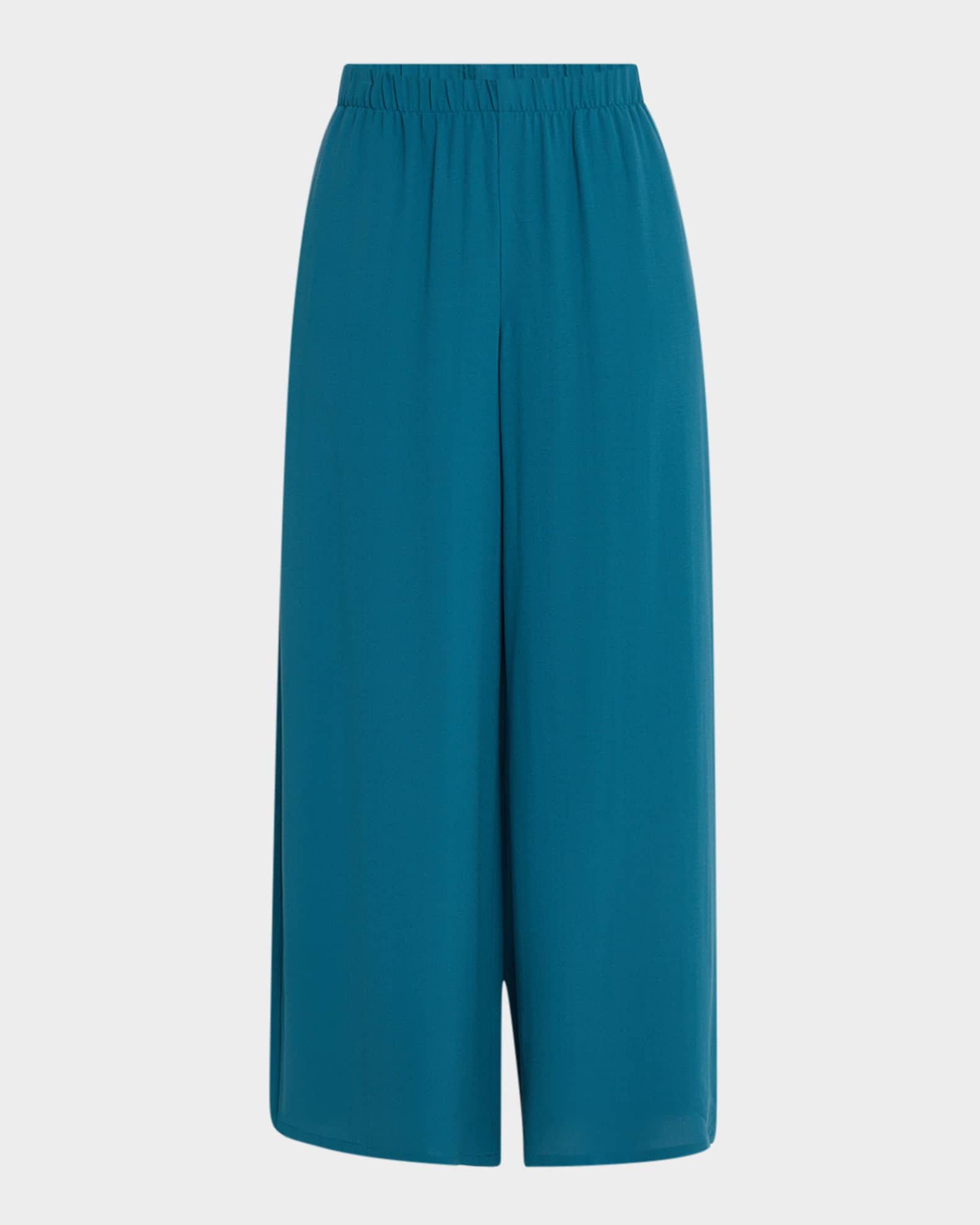 Cropped Wide-Leg Silk Georgette Crepe Pants 0