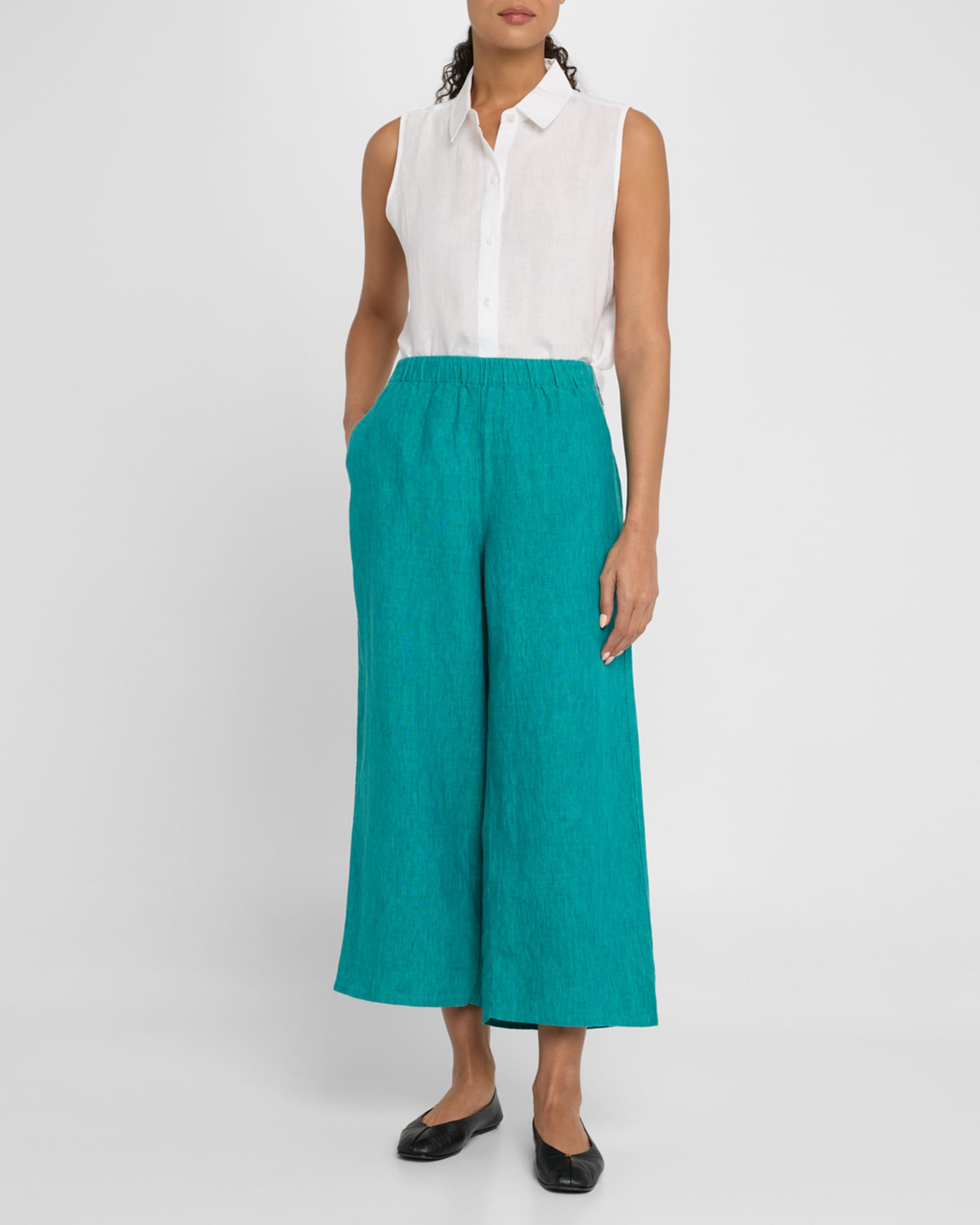 Cropped Wide-Leg Organic Linen Pants 1