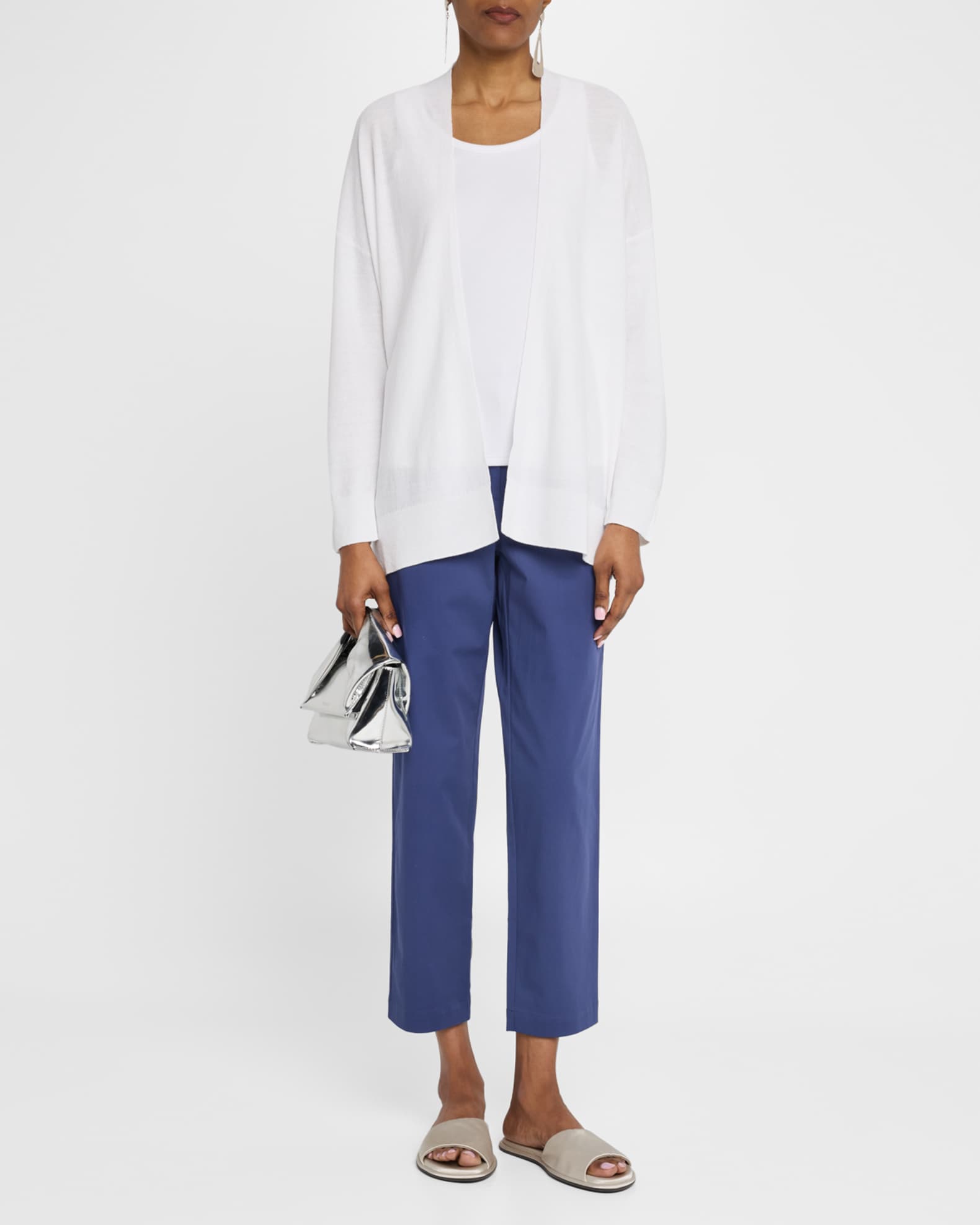 Cropped Stretch Cotton Twill Trousers 1