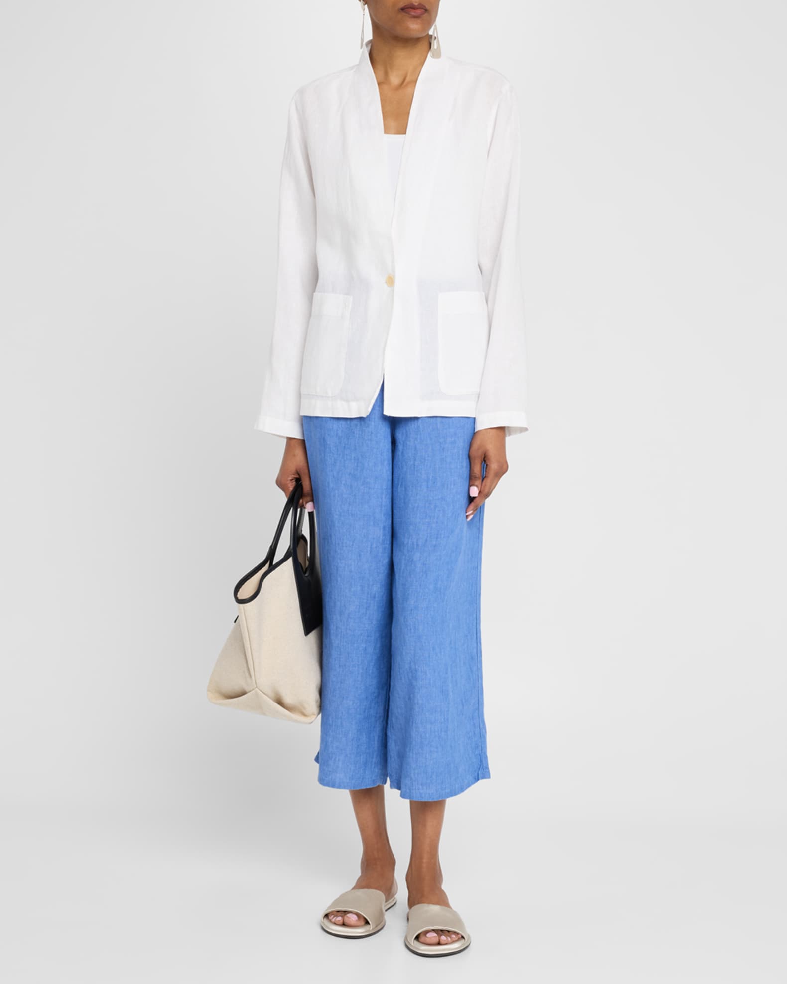 Single-Button Organic Linen Jacket 1