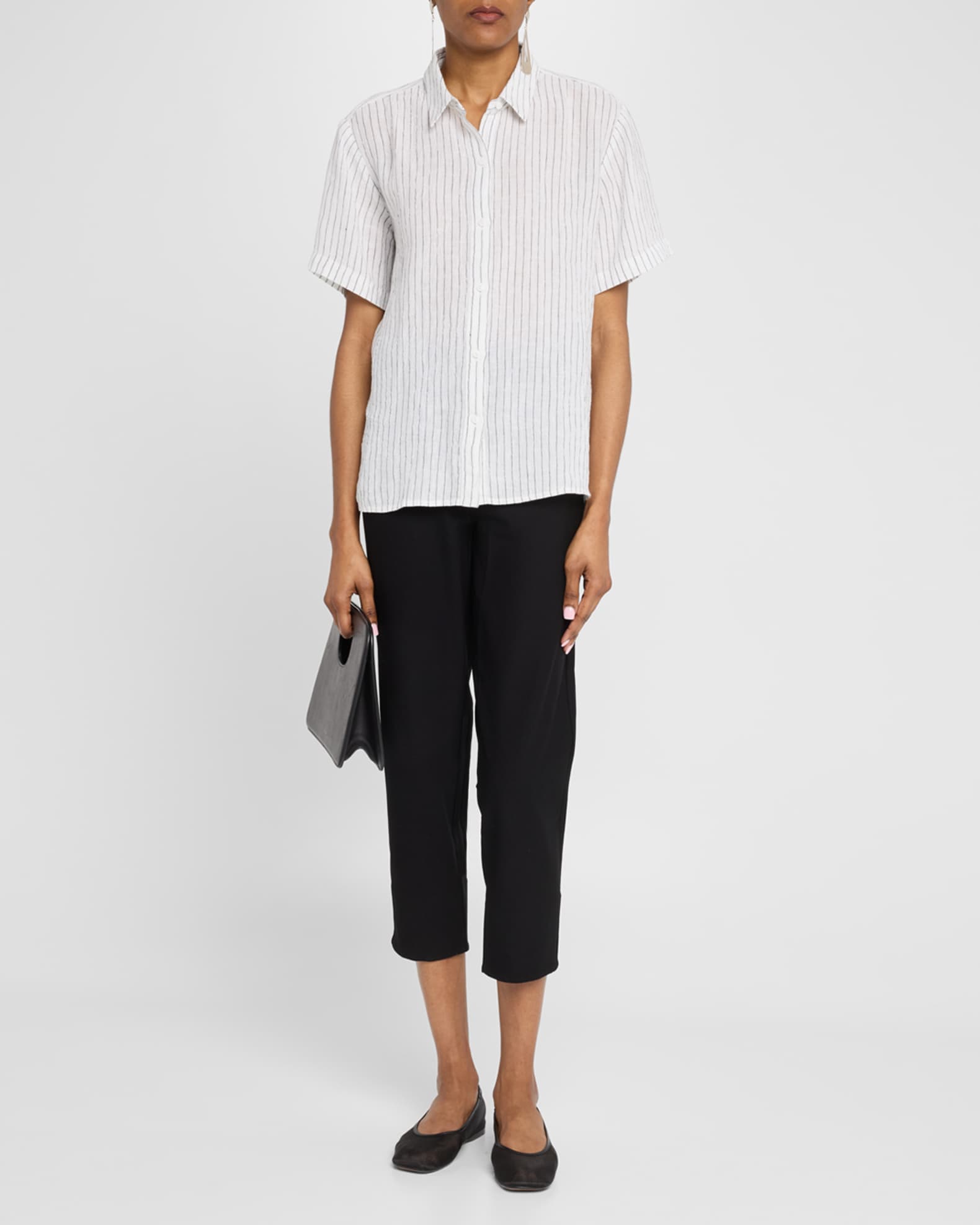 Cropped Washable Stretch Crepe Pants 1
