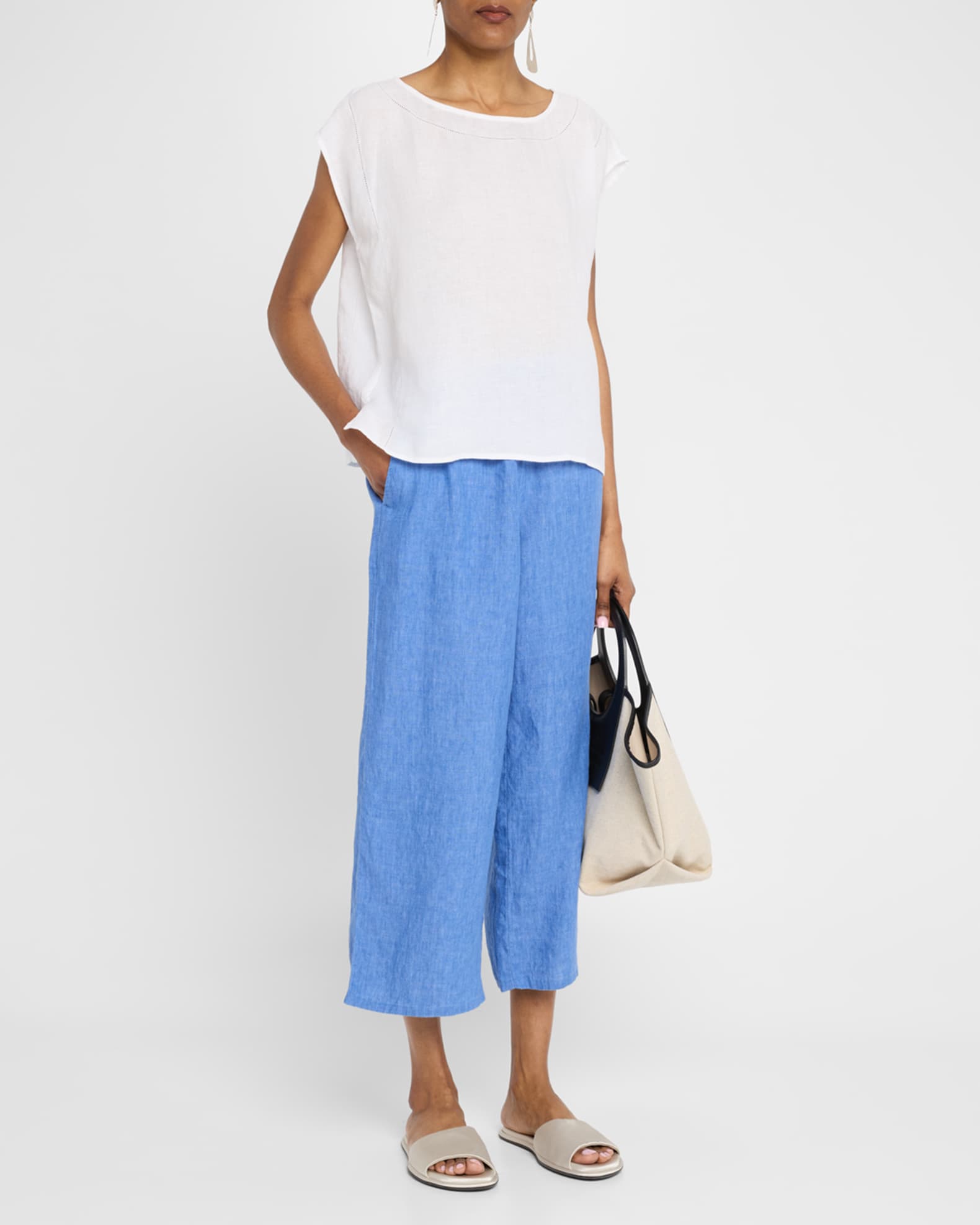 Open-Stitch Organic Linen Top - Thumbnail 2