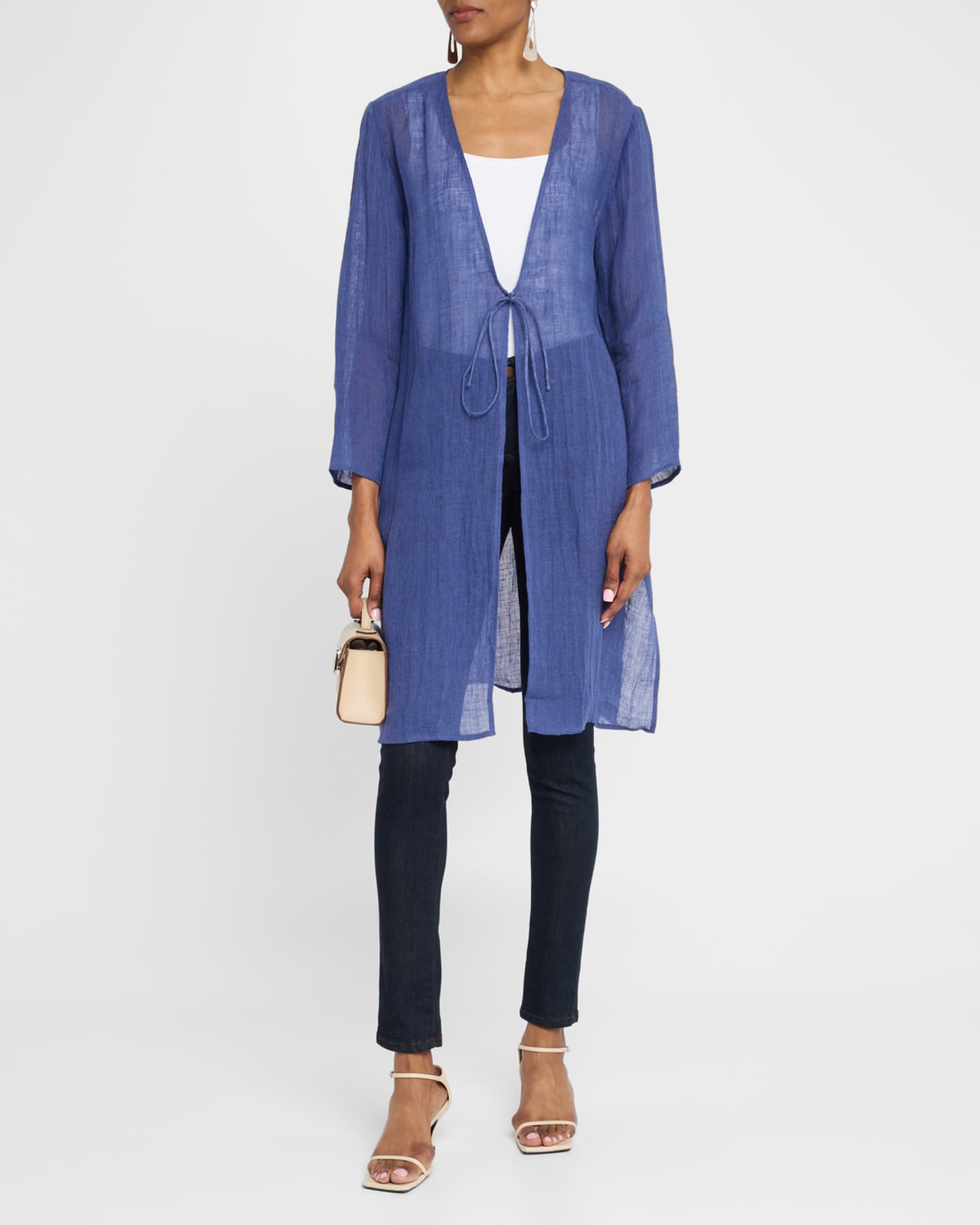 Tie-Front Gauzy Organic Linen Jacket 1