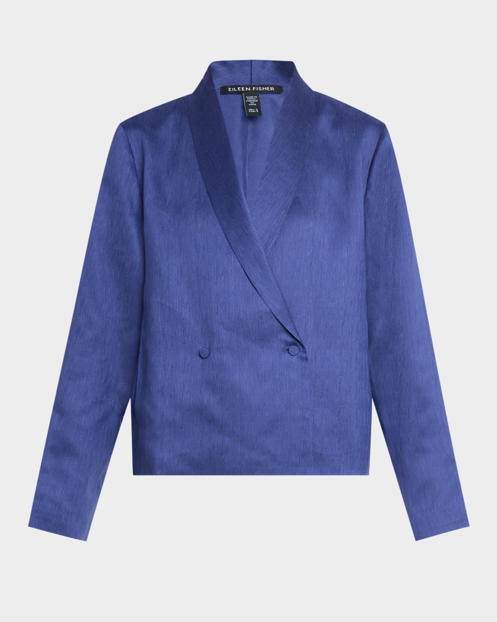 Double-Breasted Textured Silk Jacket 0