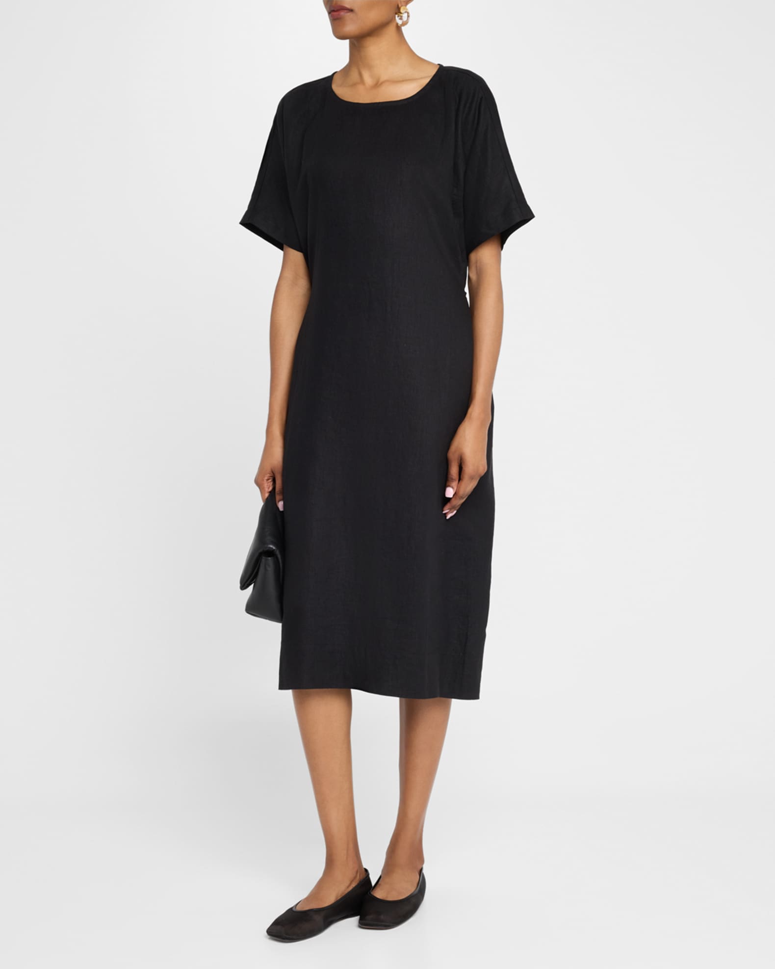 Tie-Back Organic Linen Midi Dress 1