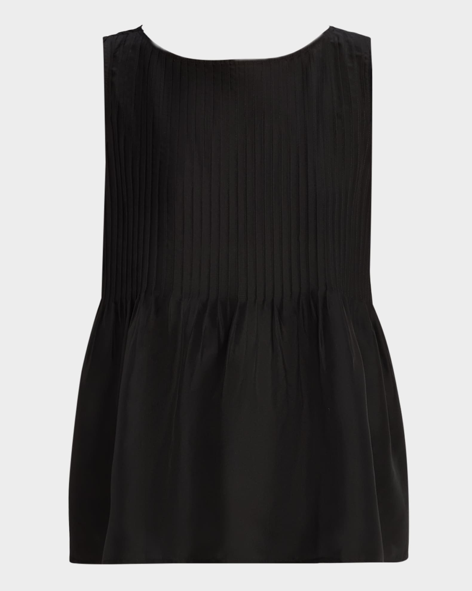 Scoop-Neck Pintuck Silk Shell 0
