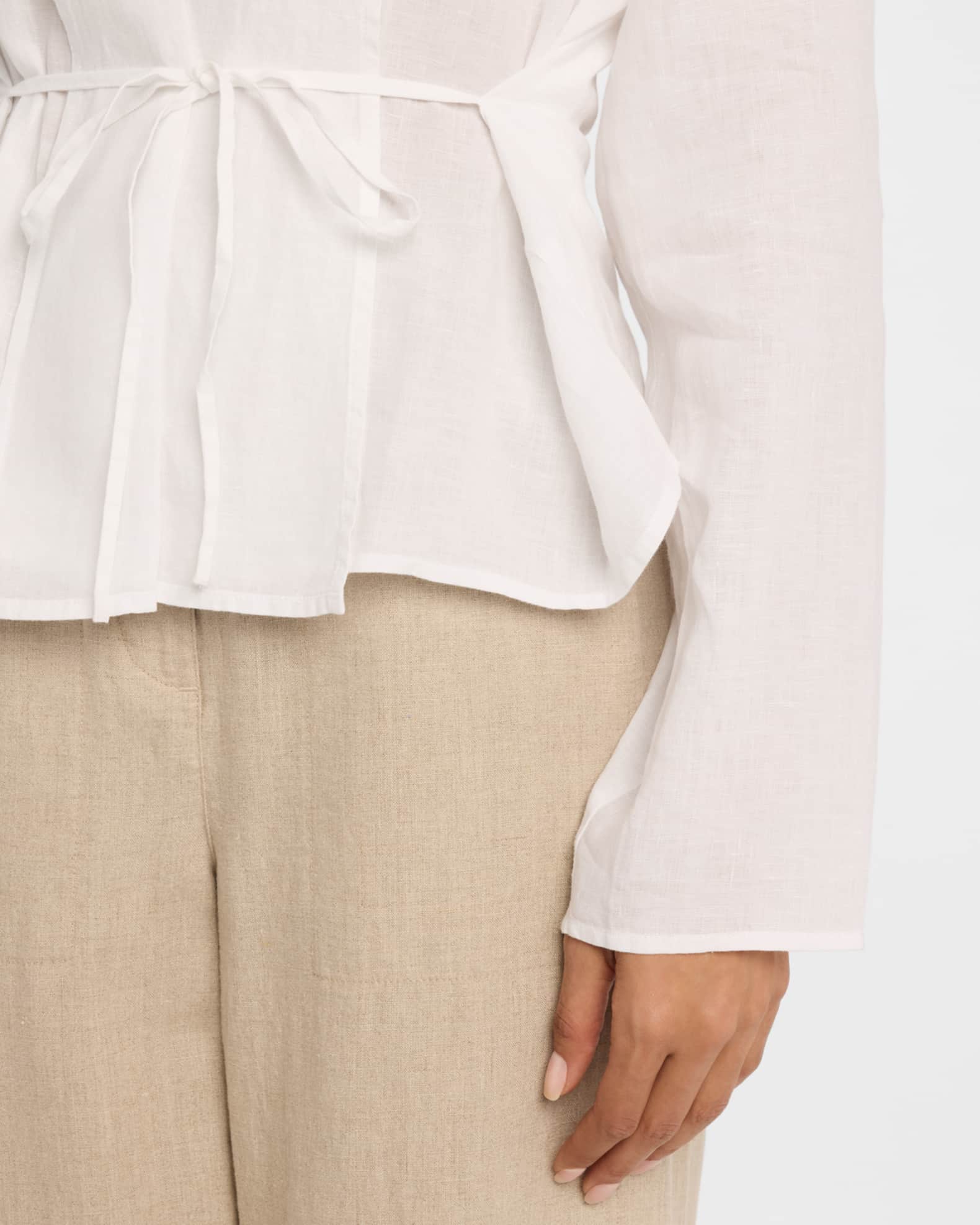 Shawl Collar Plain Linen Jacket main image 0