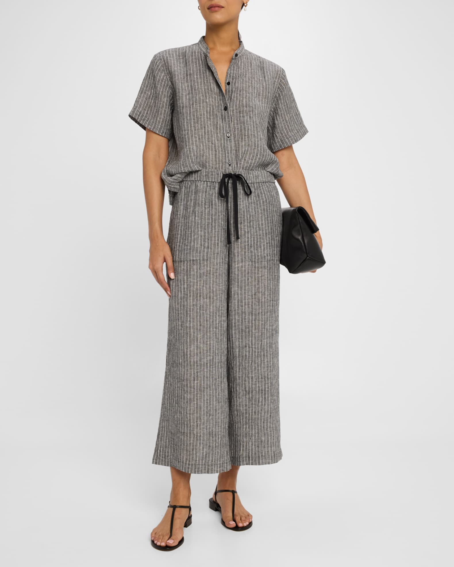 Boxy Striped Organic Linen Shirt 1